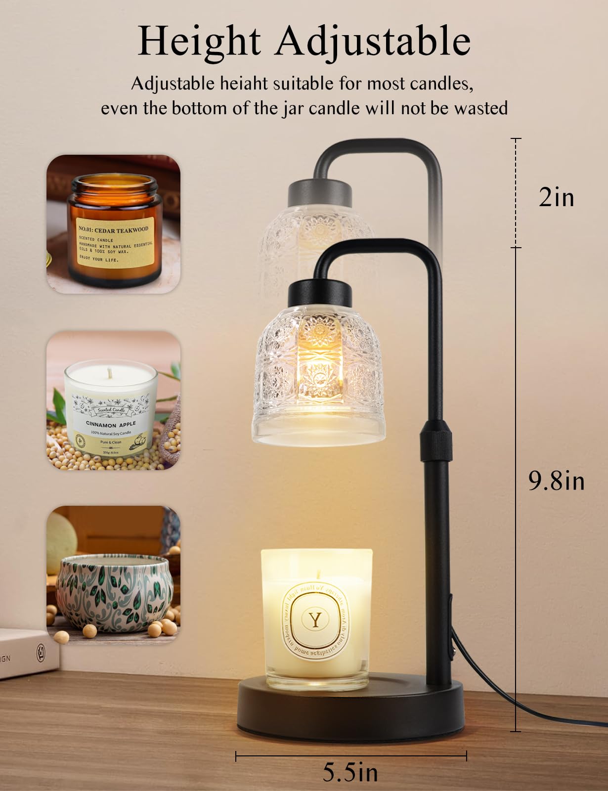 Candle Warmer Lamp with Timer Dimmable, Adjustable Lamp Candle Warmer, Birthday Gifts for Women