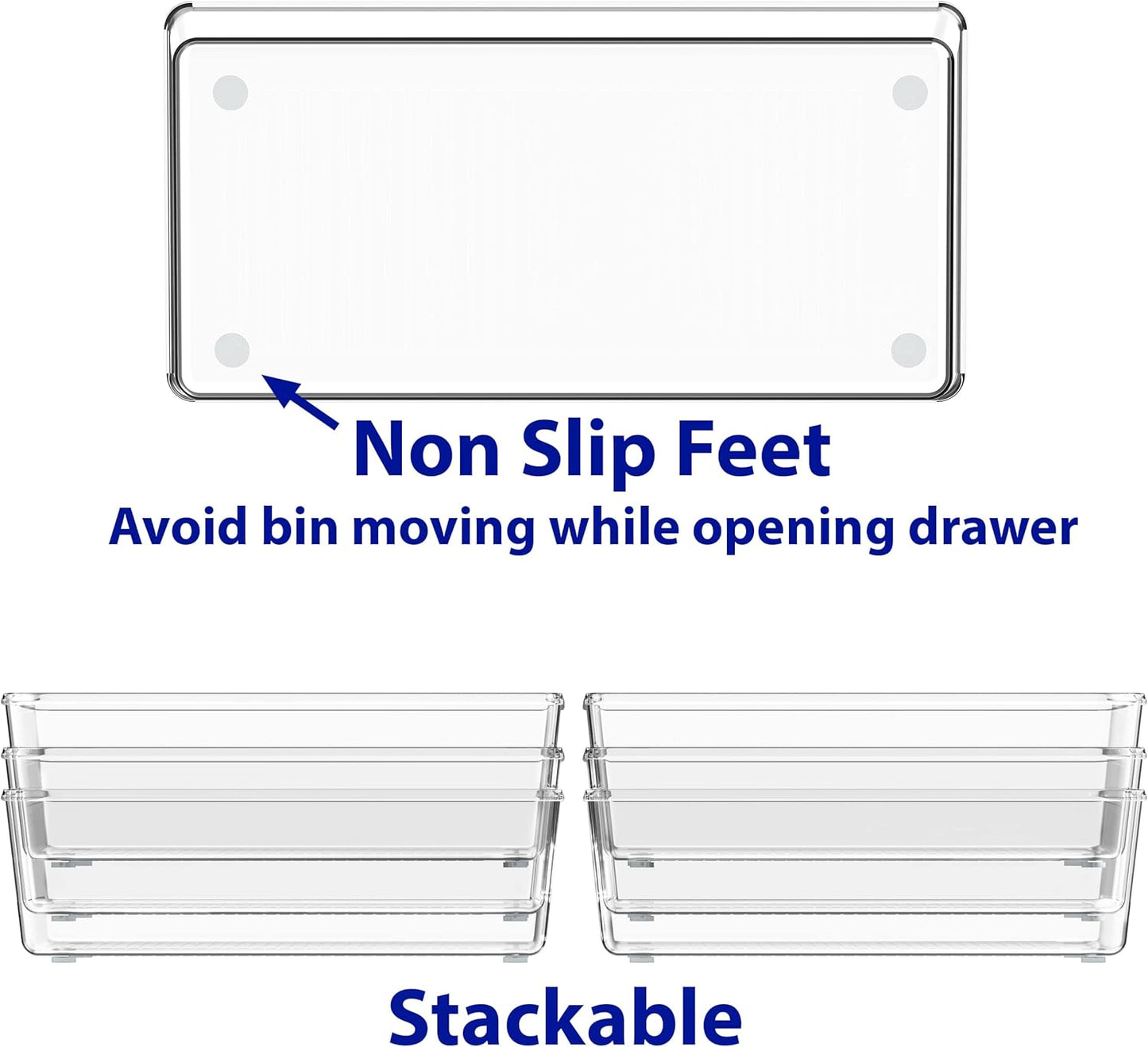 Simple Houseware Clear Drawer Organizer for Office Bin Desk Storage, 3.25"x 6.25", 6 Packs