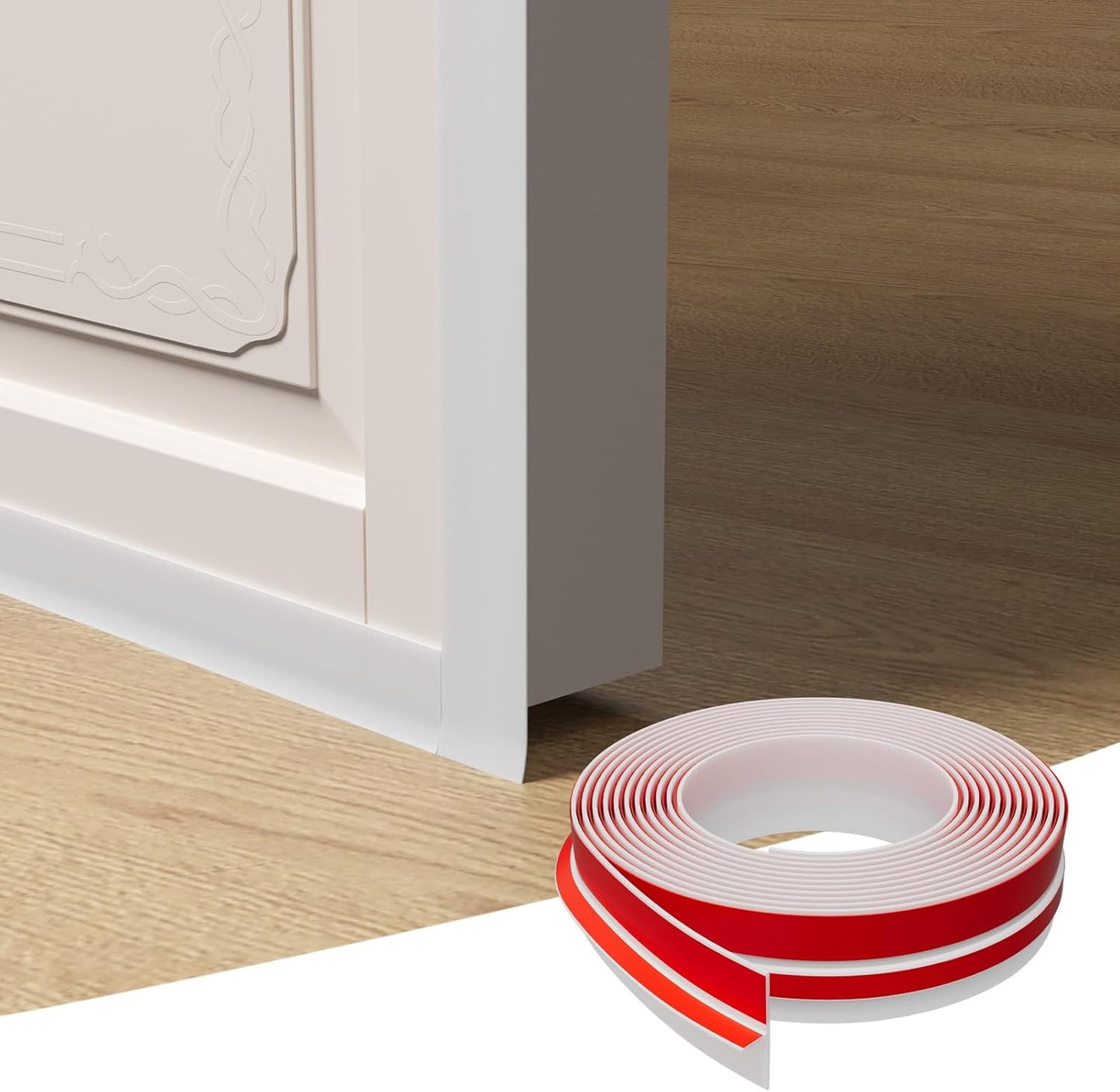 T-Shaped Door Draft Stopper, 1.37 in x 10 Ft Silicone Seal Strip for Windows Gaps, Weather Stripping Seal Strip Shower Sweep, White