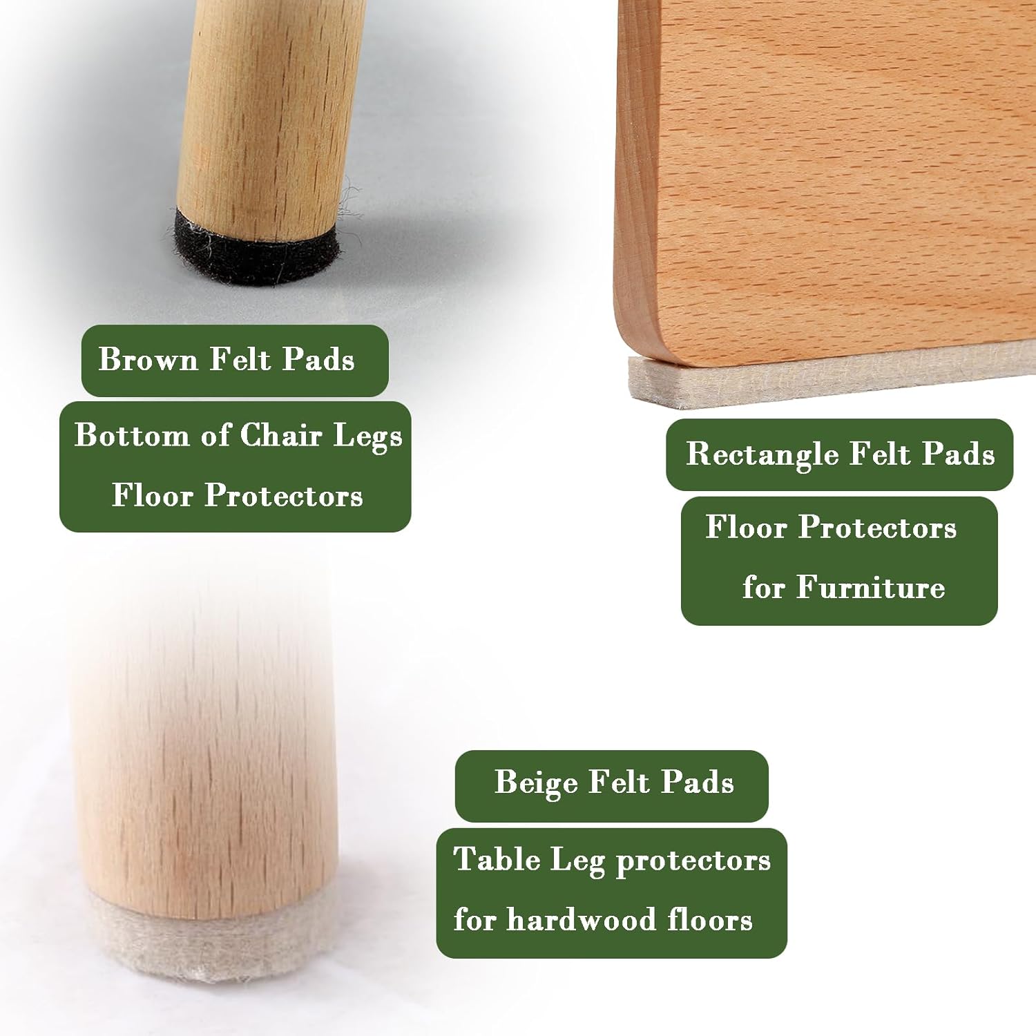 Fursafe&Q Felt Furniture Pads, Furniture Felt Pads for Hardwood Floors -Self Adhesive Chair Leg