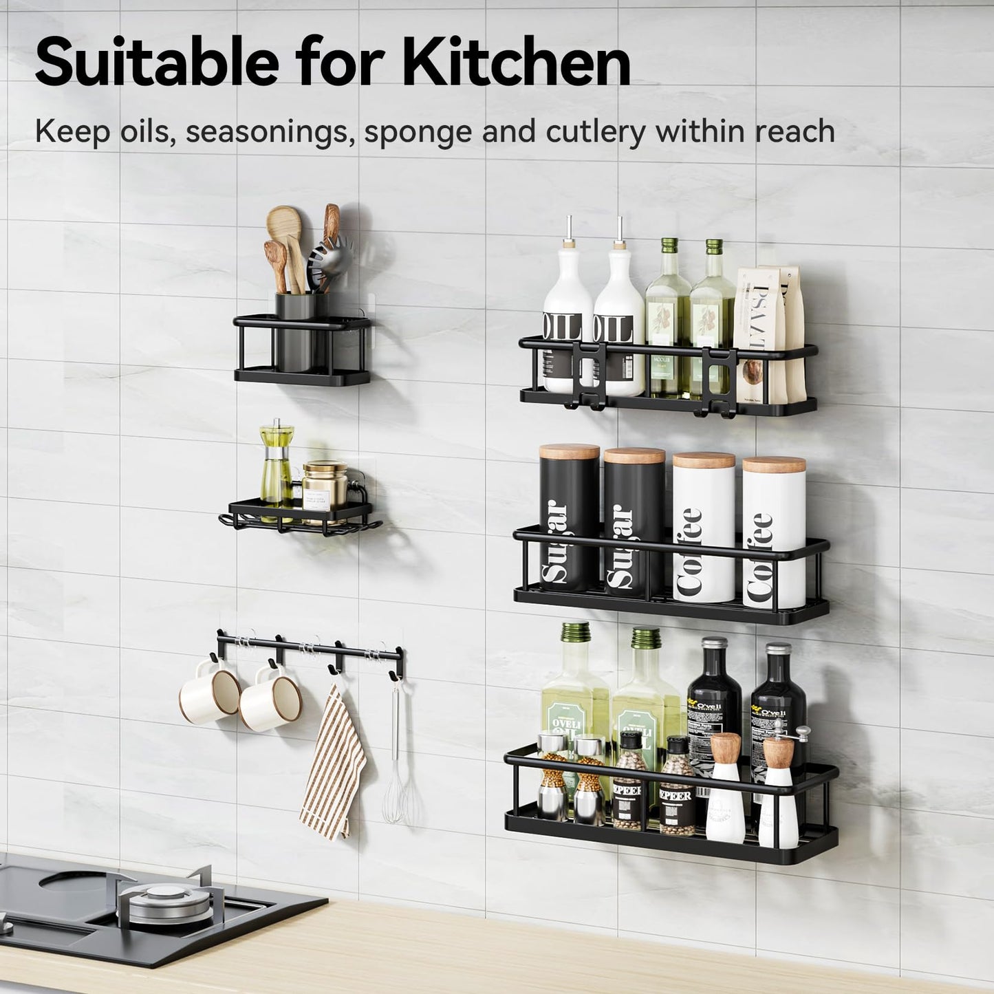 YASONIC Shower Caddy Adhesive, Rustproof Shower Organizer with Soap Holder, Large Capacity Shower