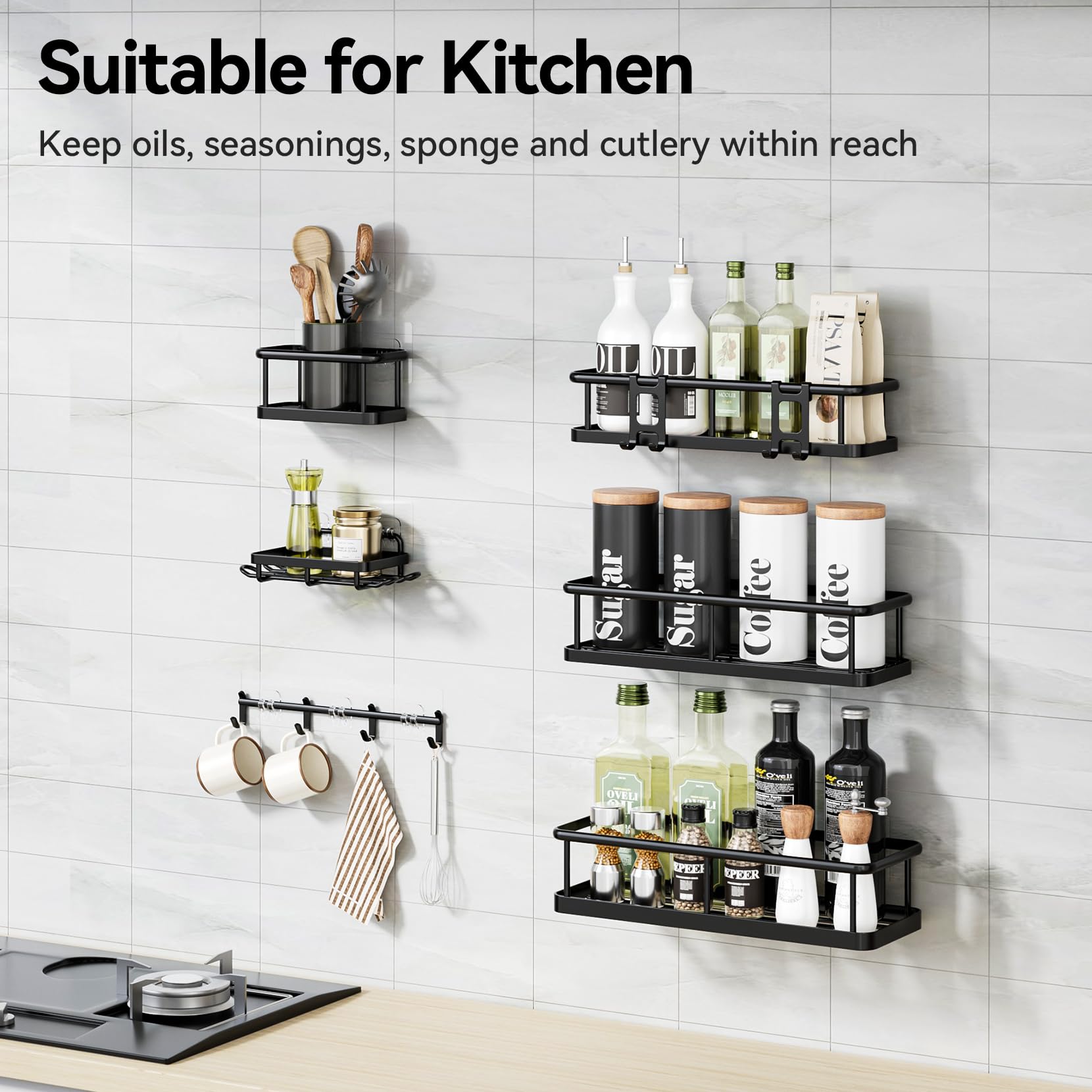YASONIC Shower Caddy Adhesive, Rustproof Shower Organizer with Soap Holder, Large Capacity Shower