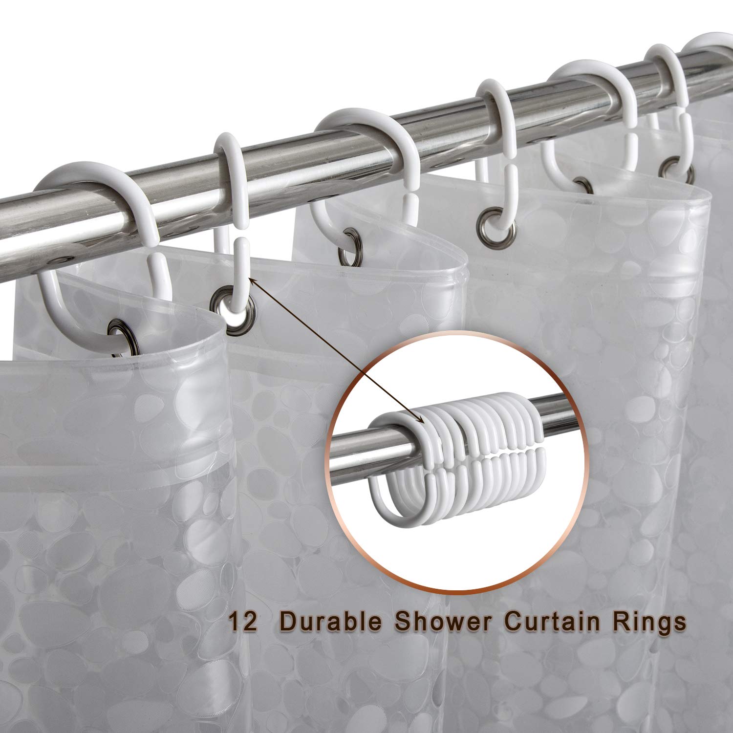 Bostofy Waterproof Shower Curtain Liner 8G EVA Thick Shower Curtain with Heavy Duty 3 Bottom