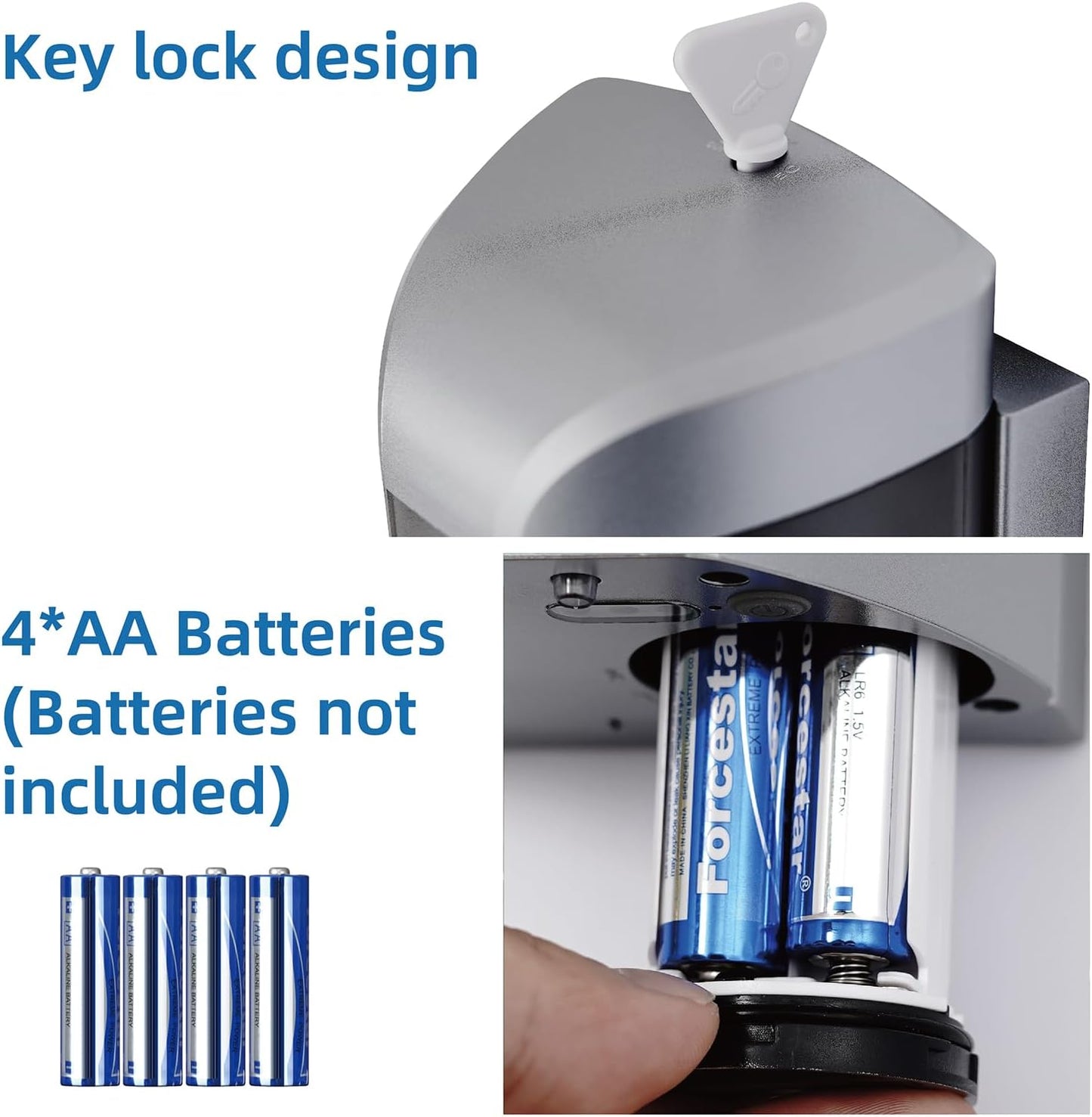 Automatic Soap Dispenser, Wall Mounted Liquid Soap Dispenser 24.6oz/700ml with Infrared Sensor, Touchless Battery Operated Hand Soap Dispenser with 3 Adjustable Soap Levels for Bathroom (Silver)