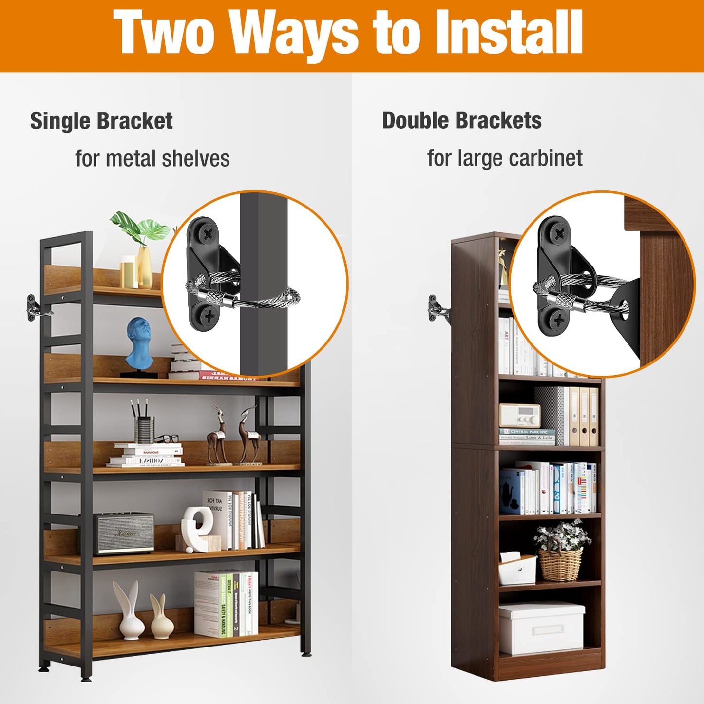 Furniture Anchors (10 Packs) Anti Tip Furniture Anchors for Baby Proofing, Furniture Wall Anchor Earthquake Straps for Furniture Dresser Wall Safety Anchor Furniture Fasteners to Wall, Black