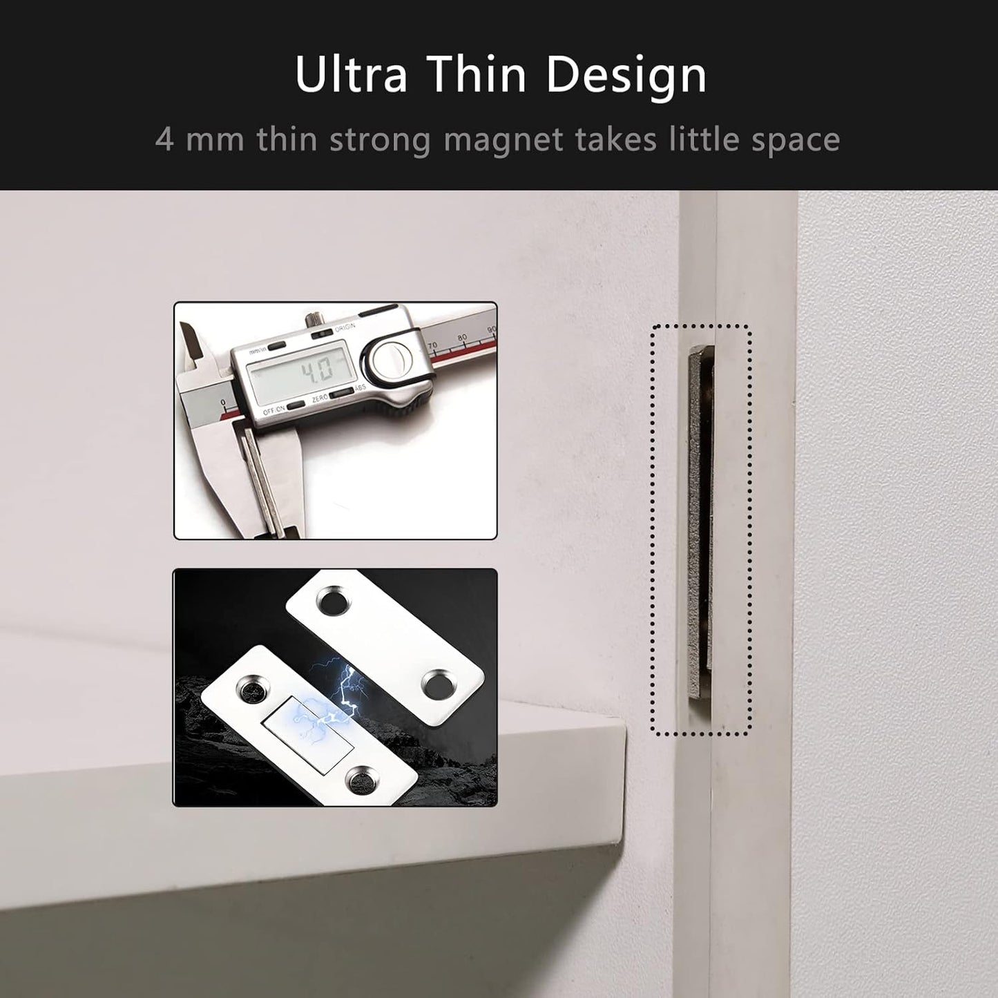 Cabinet Magnetic Catch, 10 Pack Ultra Thin Magnetic Cabinet Door Catch, Adhesive Cabinet Magnets for Kitchen Drawer Cabinet Door Closet, Concealed Strong Magnetic Cabinet Latch