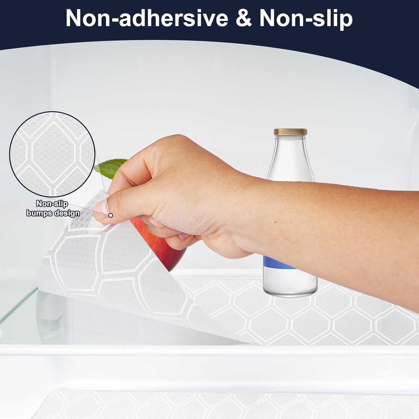 Shelf Liner, Refragerator Drawer Liners for Kitchen Cabinets, Waterproof Bathroom Sink Mat No Slip Cupboard Liners Non Adhesive Fridge Liner Roll - Clear 17.5"×78.7"