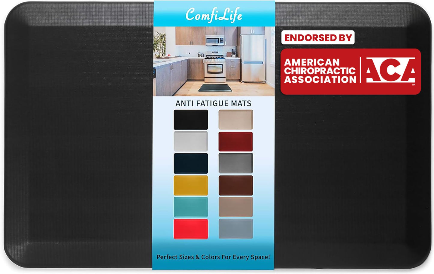 ComfiLife Anti Fatigue Floor Mat – 3/4 Inch Thick Kitchen Mats for Floor, Standing Desk Mat