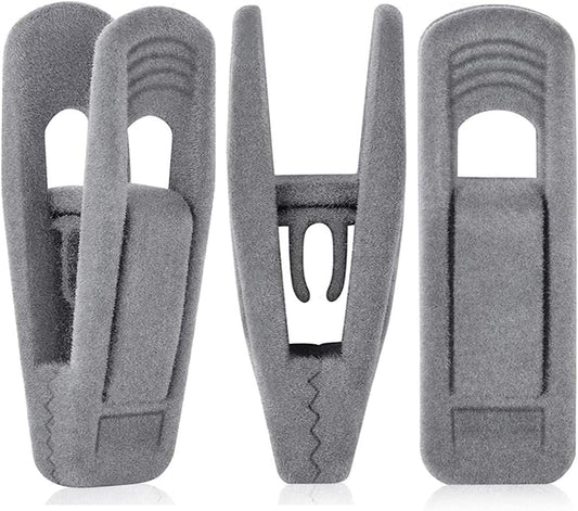 Grey Hanger Clips for Velvet Hangers - 40 PCS Gray Nonslip Velvet Hanger Clips, Skirt Hanger