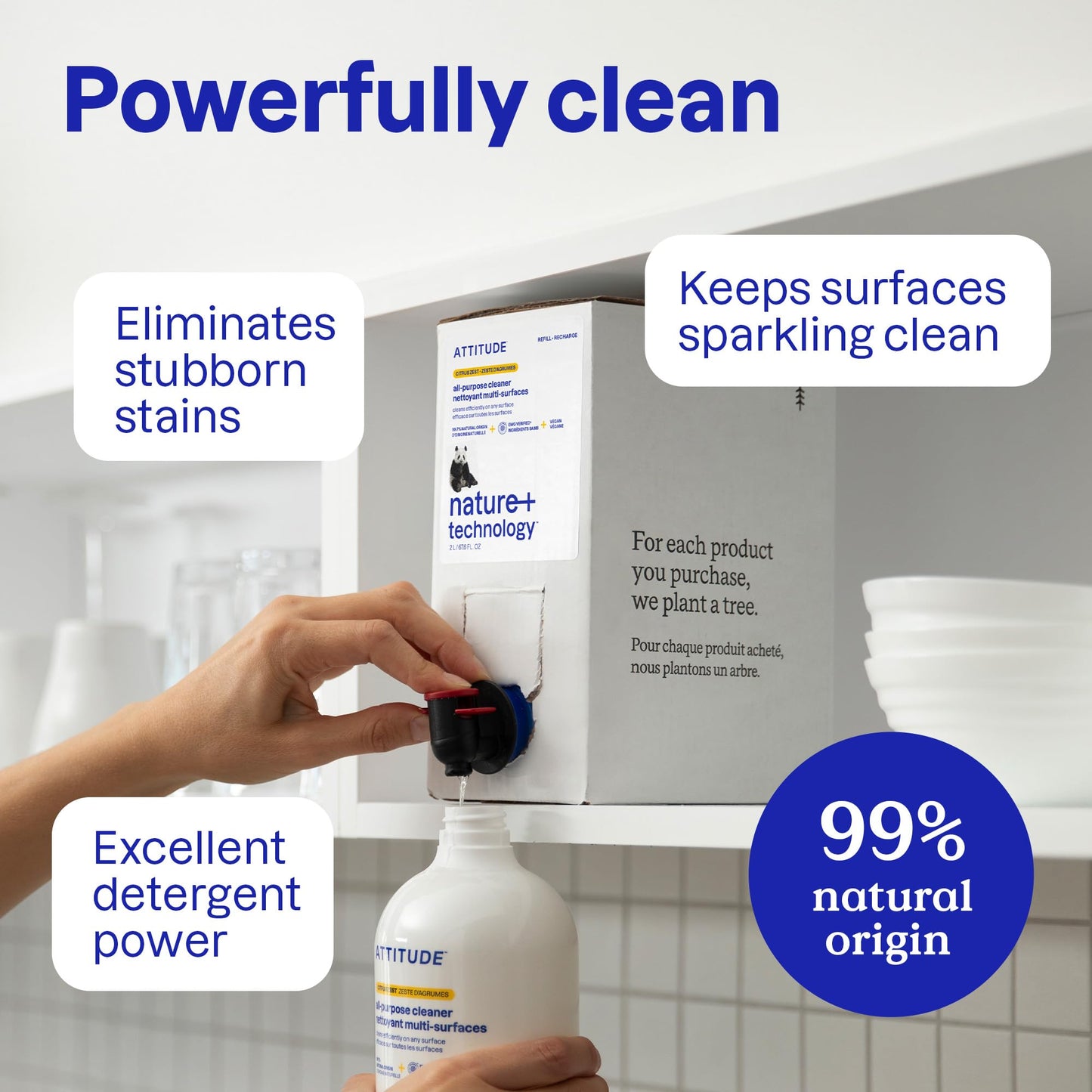 ATTITUDE All Purpose Cleaner Spray, EWG Verified, Vegan, Made with 94% Plant-Based Ingredients