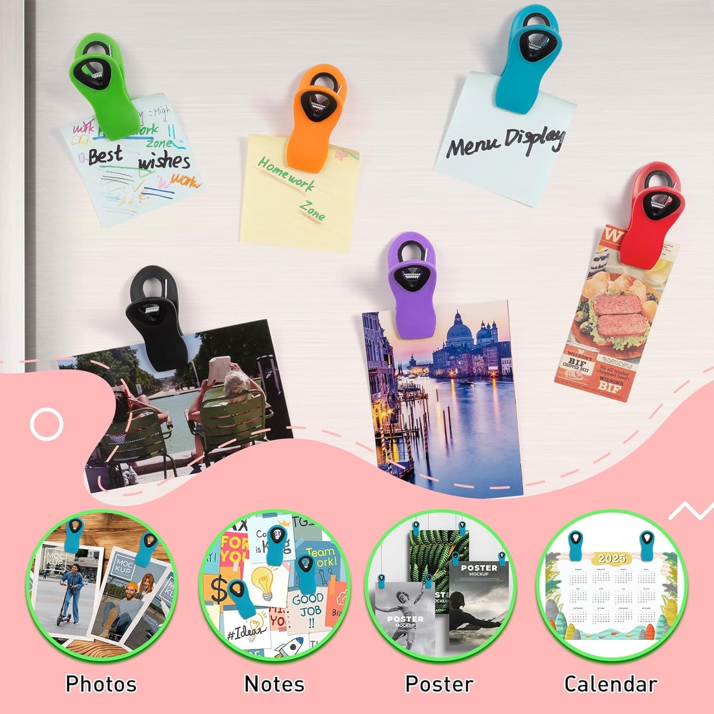 FINDMAG 12 Pack Chip Clips, Big Food Clips Blue Magnetic Clip, Magnetic Bag Clips with Airtight Seal for Chips, Bread, Snacks, Fridge Organize, Kitchen Storage, Note