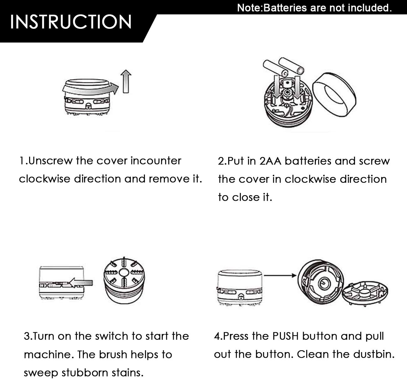 Ogrmar Portable Cordless Mini Desktop Vacuum Desk Dust Cleaner/Dust Sweeper for Home Office Keyboard (Black)