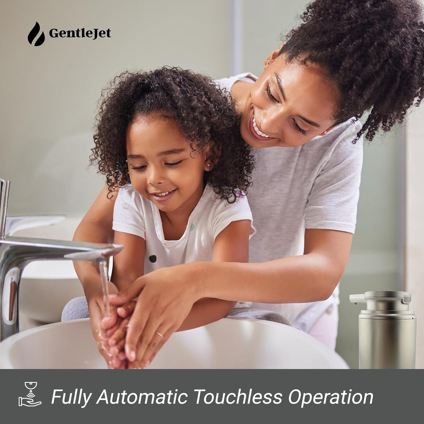 WaveJet Automatic Foaming Soap Dispenser - Rechargeable Automatic Soap Dispenser Touchless for Bathroom, Dual Foam Levels, Auto-Clean Mode (WaveJet - Silver, Foam)