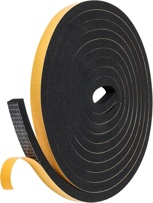 13Feet Weather Stripping (1/2 Inch X 2/5 Inch) Door Seal Strip, Strong Adhesive, Lightproof