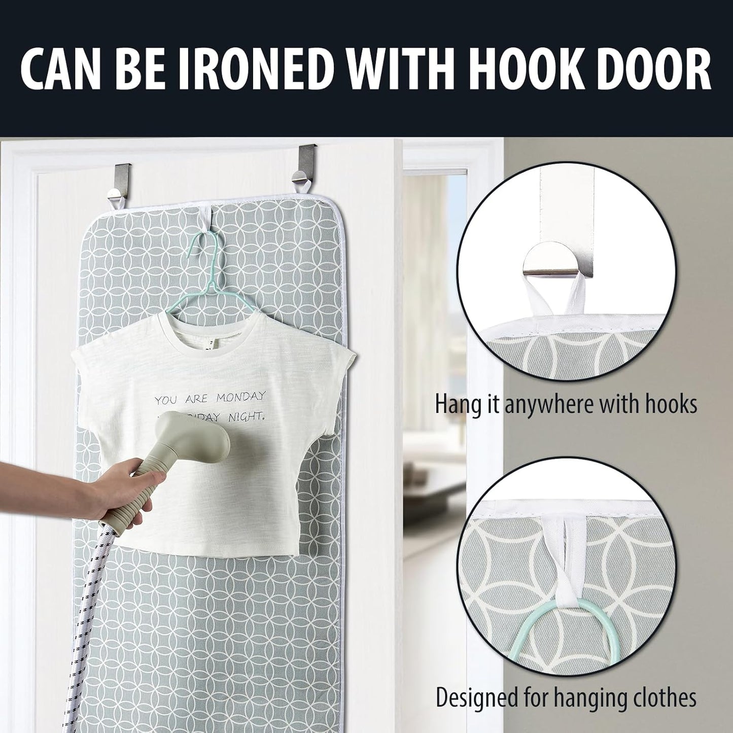 Seiritex Ironing Mat, Portable Ironing Pad 39.4 x 18.9 inch Table Top Iron Board 5 in 1 Travel Iron Blanket for Washer, Dryer, Counter top, Gray