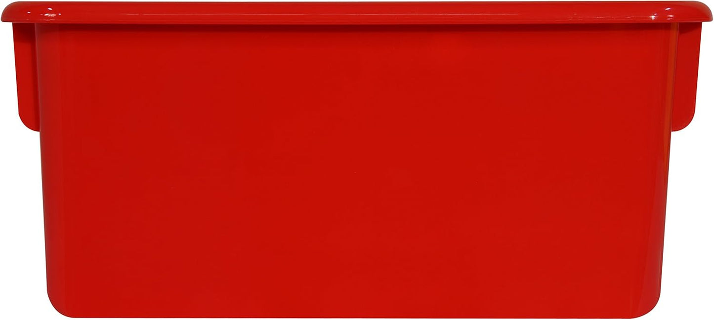 Wood Designs Cubby Storage Bin, Heavy Duty Plastic Containers for Kids Red Cubby Tray Set of 25