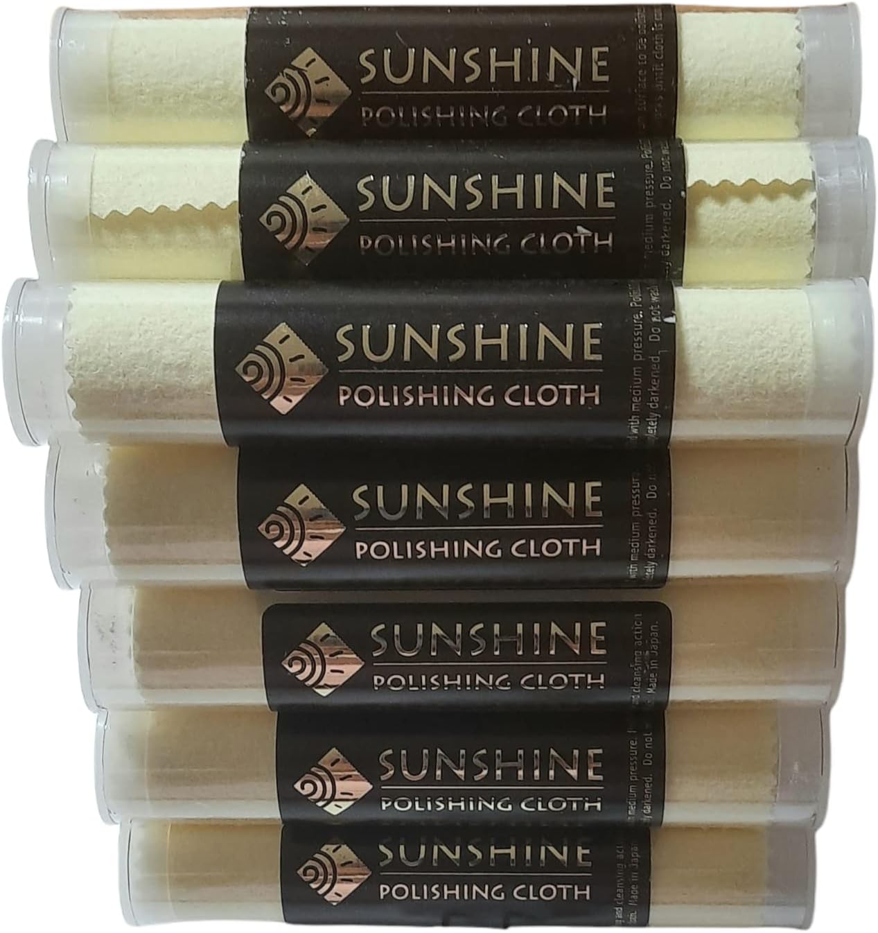 Sunshine 25 Polishing Cloths Jewelry Cleaner Tube Silver Brass Gold Copper