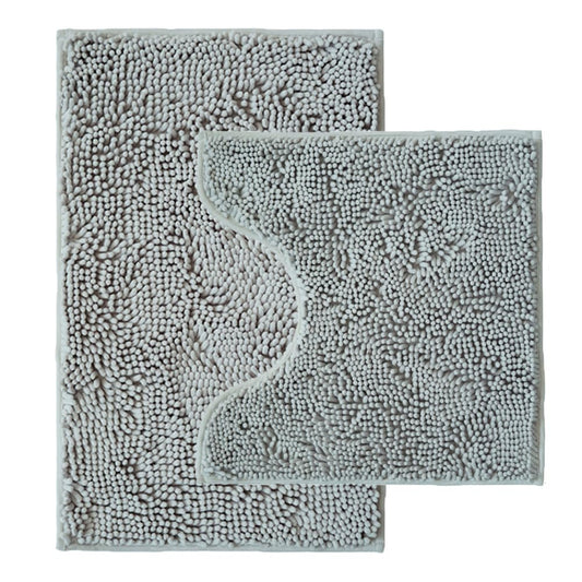 Bathroom Rugs Sets 2 Piece,Super Absorbent Chenille Bath Mats and U-Shaped Toilet Rug,Strong PVC