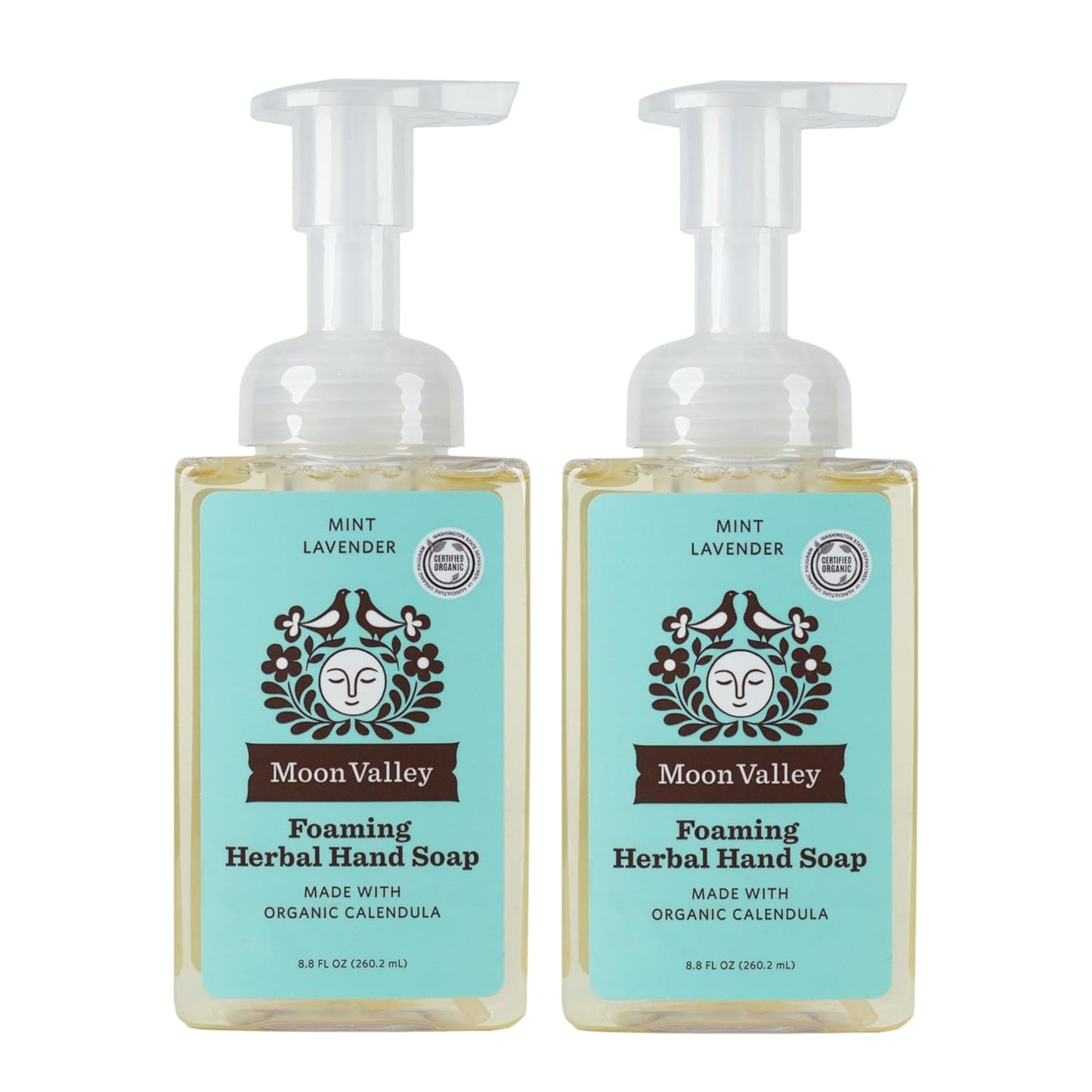 Moon Valley Herbal Foaming Hand Soap, Mint Lavender Two Pack, Vegan, Recyclable Bottle