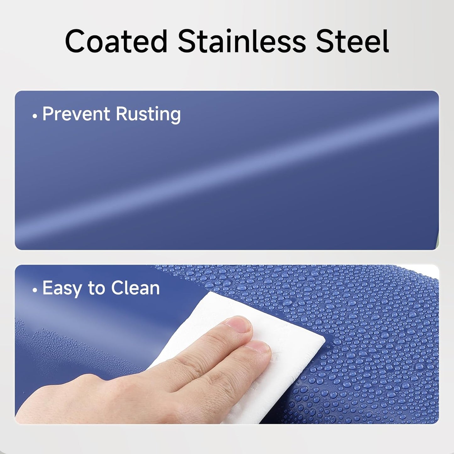 TIPGO Small Metal Trash Can, 2.1 Gallon Slim Trash Can for Bathroom, Wastebasket Garbage Bin for Bedroom, Office, Kitchen, Under Sink (Blue)