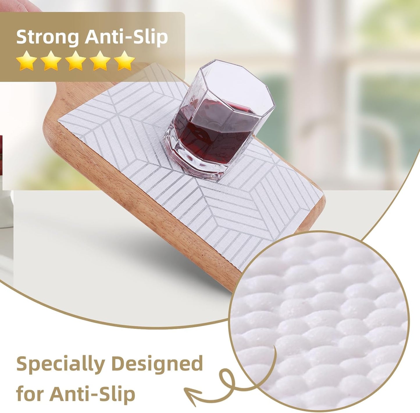 Shelf Liners for Kitchen Cabinets Non Adhesive Shelf Liner Paper Non-Slip Thickened Drawer Liner Easy to Clean for Tool Box Refrigerator with Knife and Tape Measure, Silver Geometric, 11.8 x 118 in