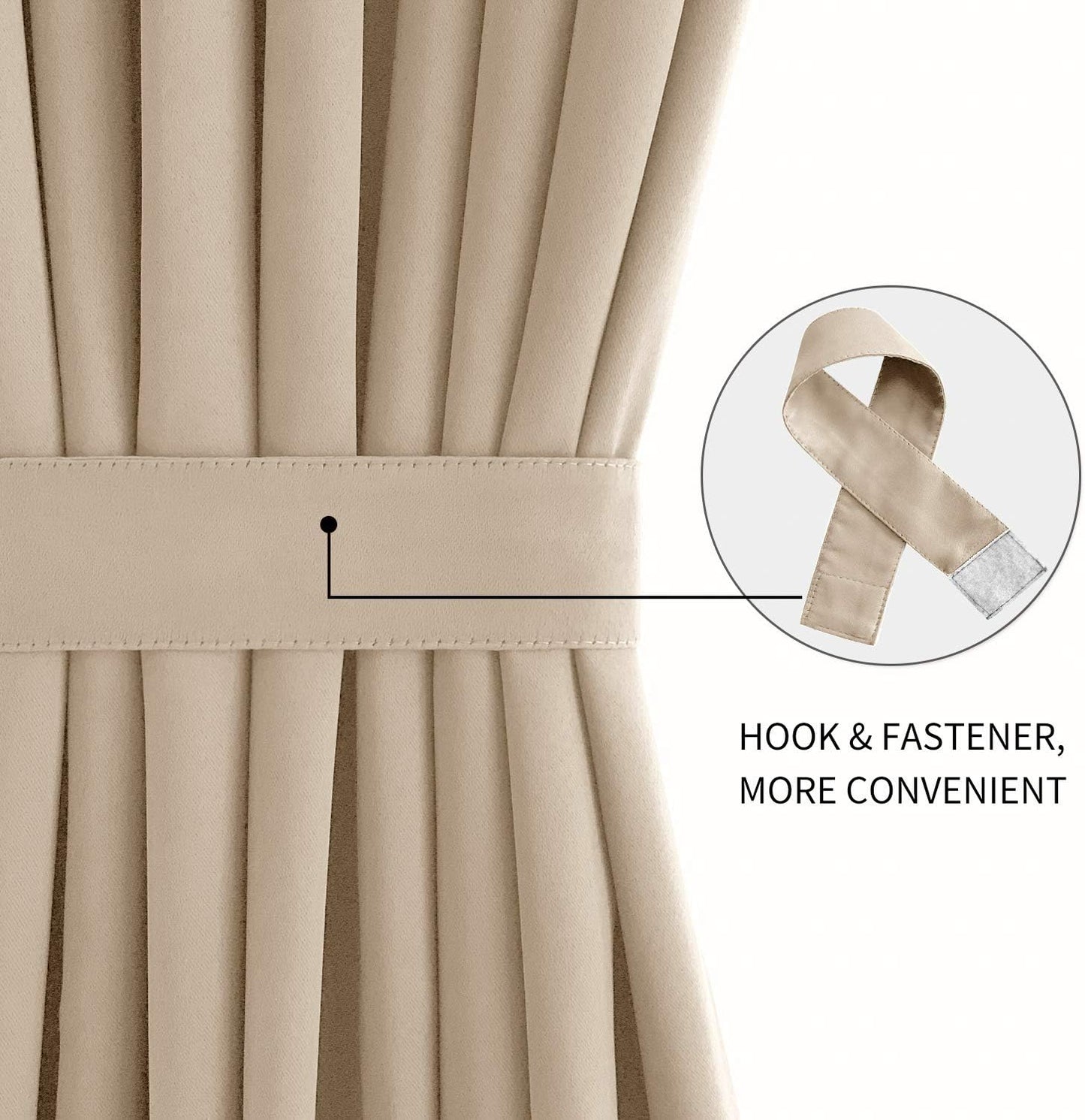 DWCN French Door Curtains – Rod Pocket Thermal Blackout Curtain for Doors with Glass Window, Kitchen and Patio Doors for Privacy, 36 X 72 Inches Long, 1 Curtain Panel with Tieback,Beige