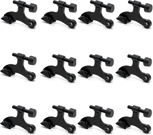 12 Pack Hinge Pin Black Door Stopper, Adjustable Heavy Duty Hinge Pin Door Stop with Black Rubber