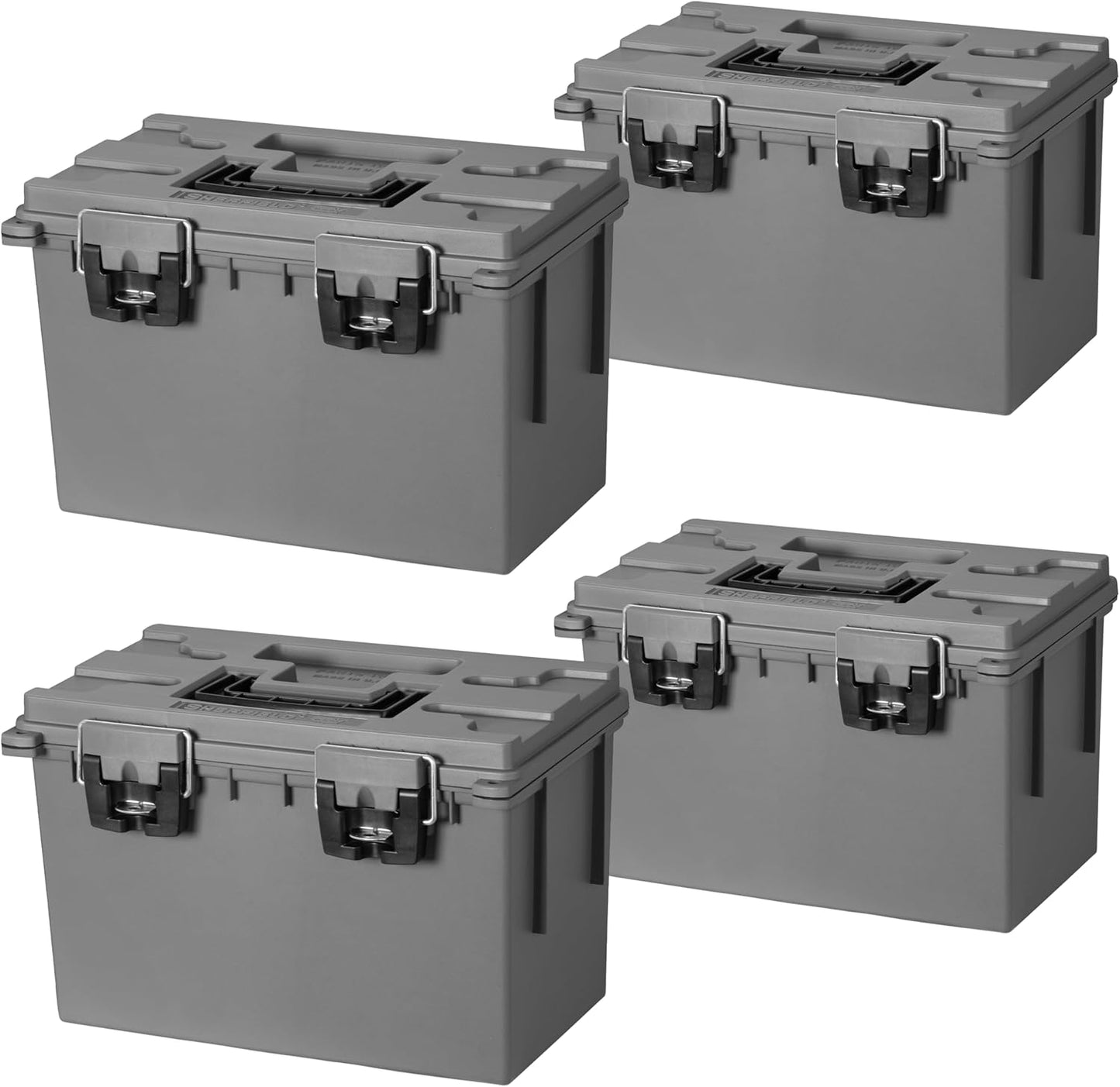 Sheffield 12766 XL Storage Bins With Lids, 4-Pack Stackable Storage Bins, Made in USA, Lockable and Water-Resistant Containers with Lids, Plastic Containers for Home, Classroom, and Dorm
