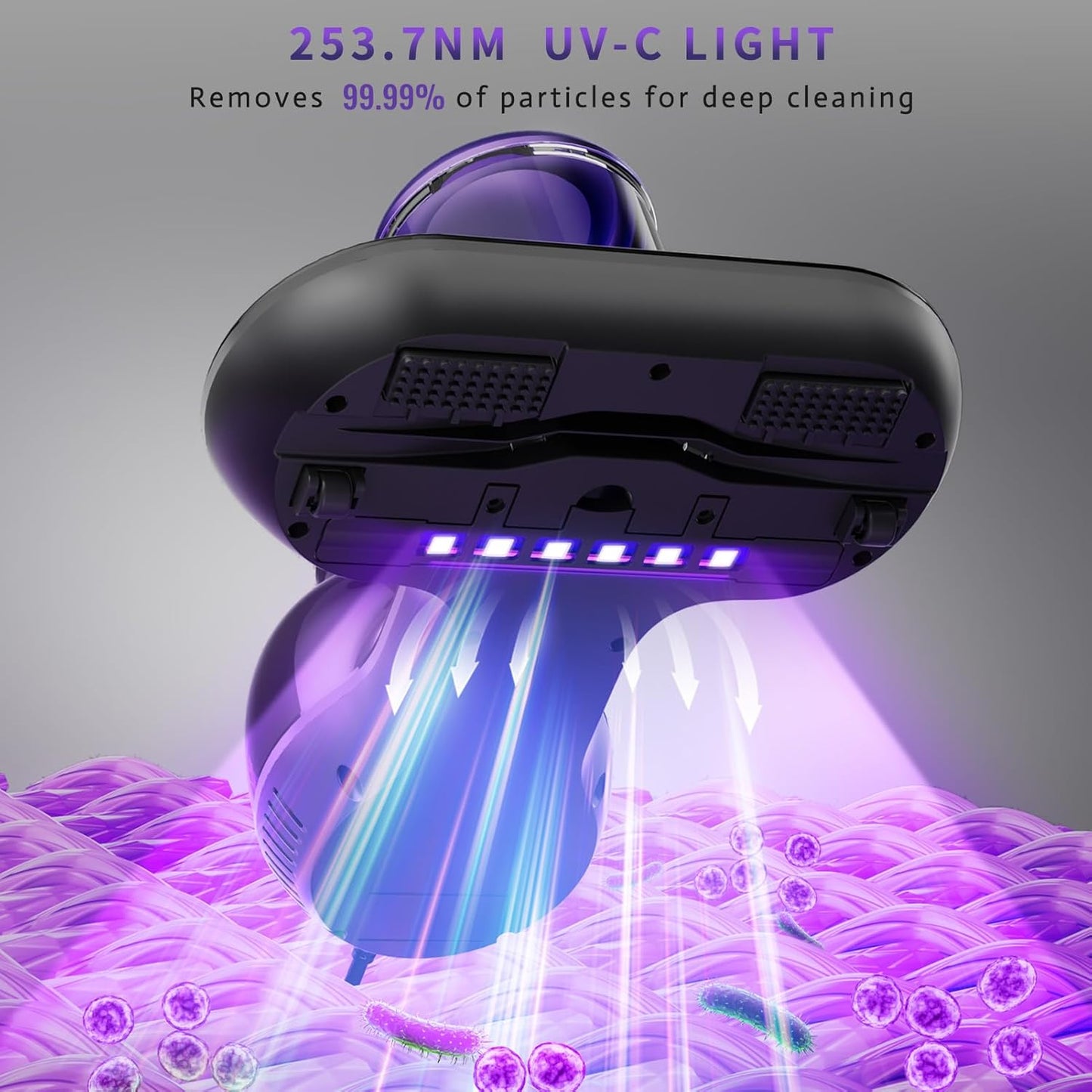 Mattress Vacuum Cleaner, Handheld UV Bed Vacuum Cleaner 16KPa & 12800 Vibrations Per/Min Upgraded Effectively Clean Up Bed, Pillows, Cloth Sofas, Carpets and Ther Fabric Surfaces