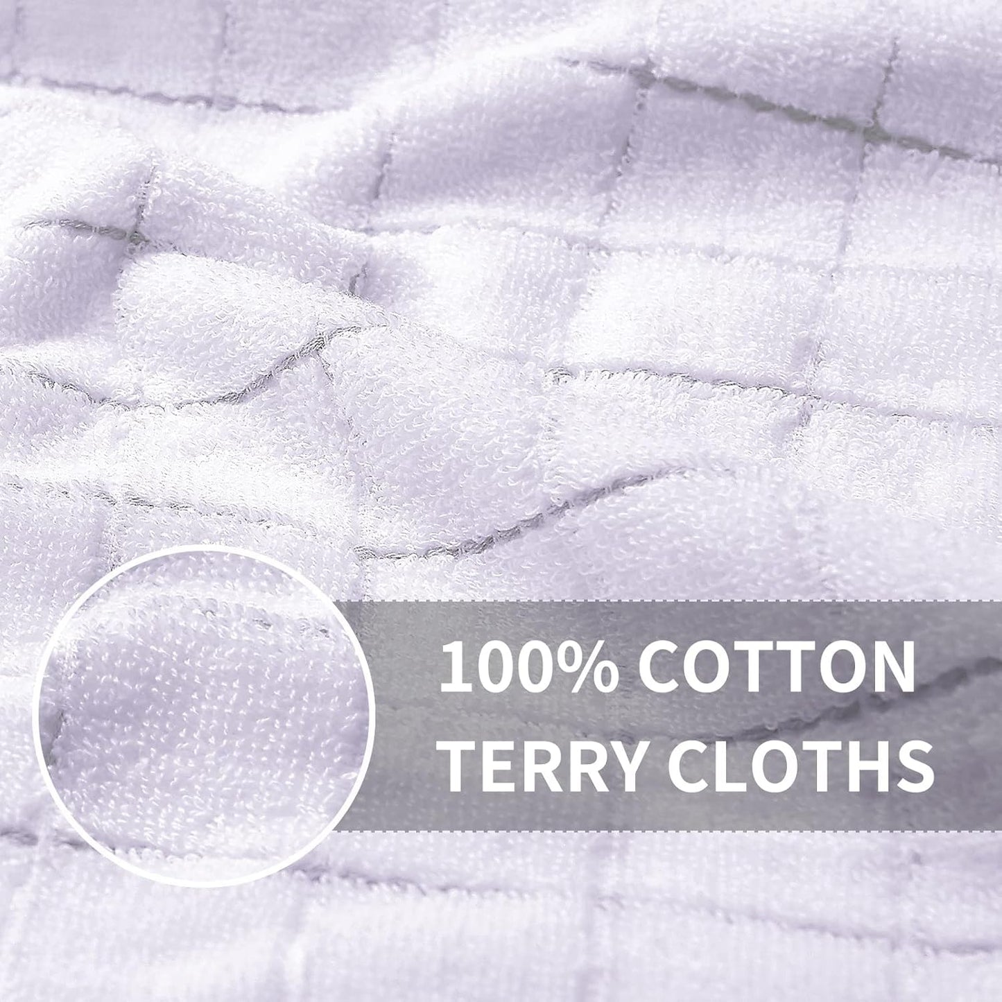 Homaxy 100% Cotton Terry Kitchen Towels(White, 13 x 28 inches), Checkered Designed, Soft and Super Absorbent Dish Towels, 8 Pack