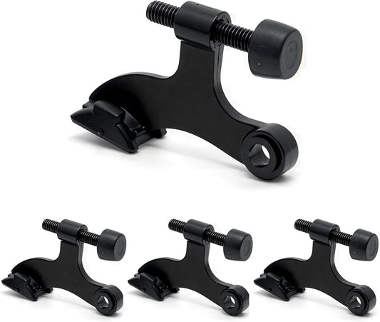 4 Pack Hinge Pin Black Door Stopper, Adjustable Heavy Duty Hinge Pin Door Stop with Black Rubber