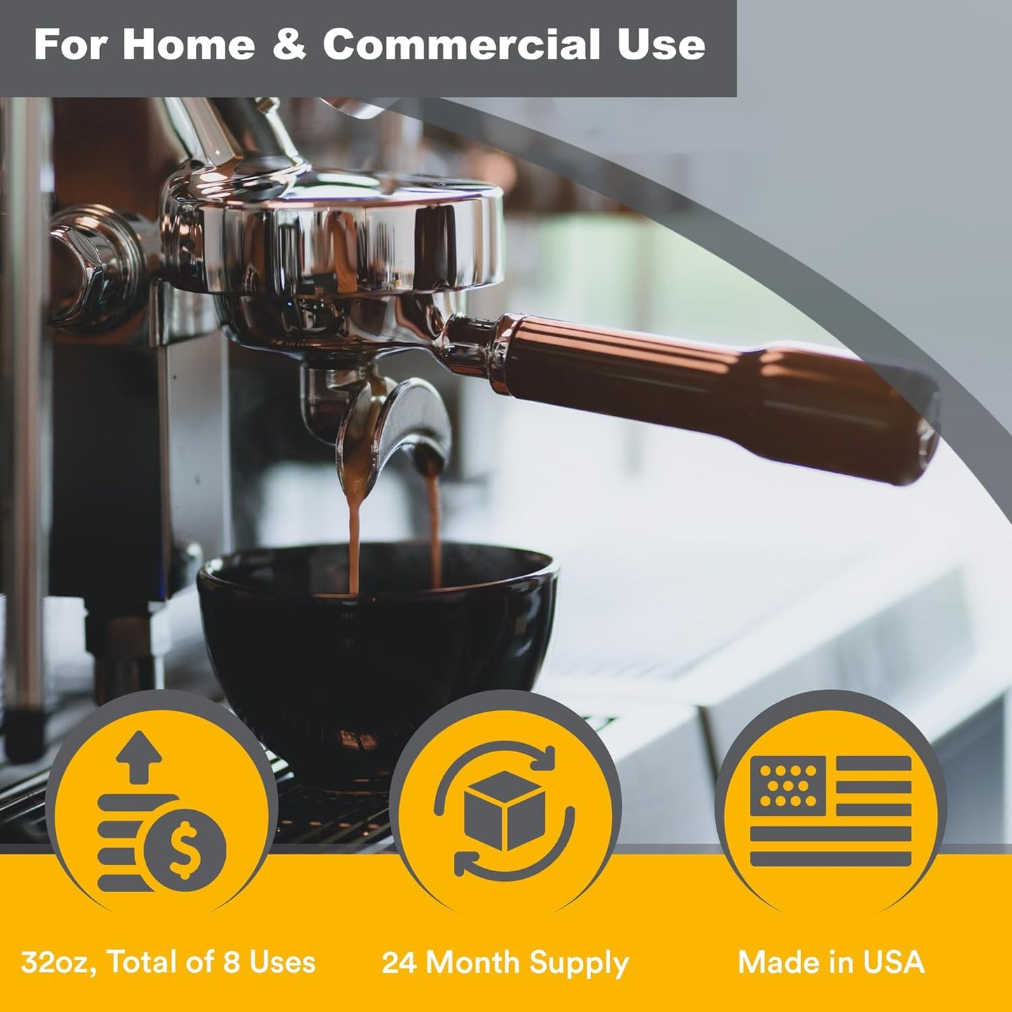 Coffee Machine Descaler - 32oz (8 Uses) - Compatible with Nespresso, Breville, Delonghi, Keurig Descaling Solution for Coffee Maker Cleaner and Descaler - Coffee and Espresso Machine Descaler