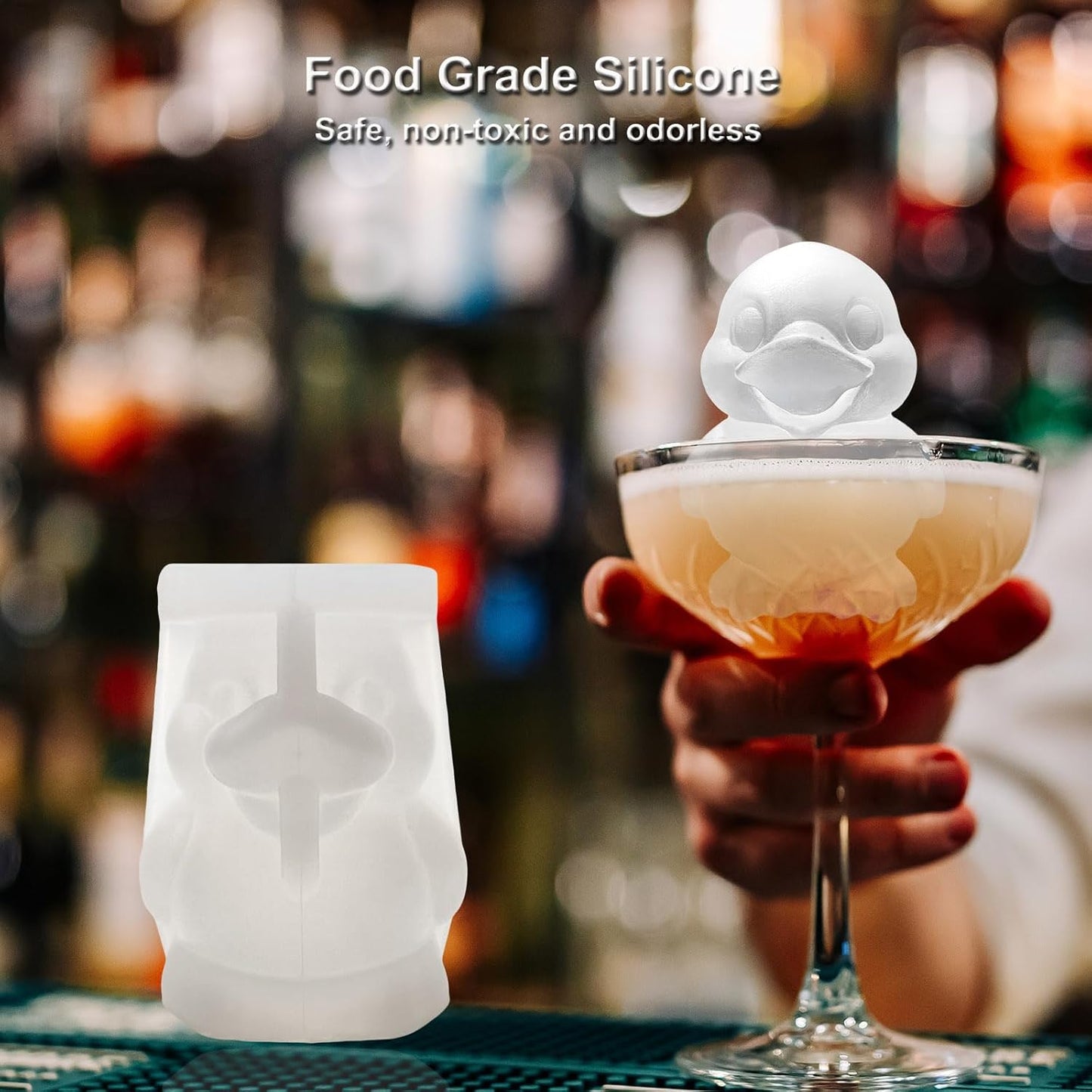 3D Duck Ice Cube Silicone Molds Tray for Whiskey, Cocktail, Drink Decor, Bar; Rich Details. Cute Ducks Gifts for Women Kids Girls Boys, Fun Animal Shape Soap Epoxy Resign Mold; 2 Pack