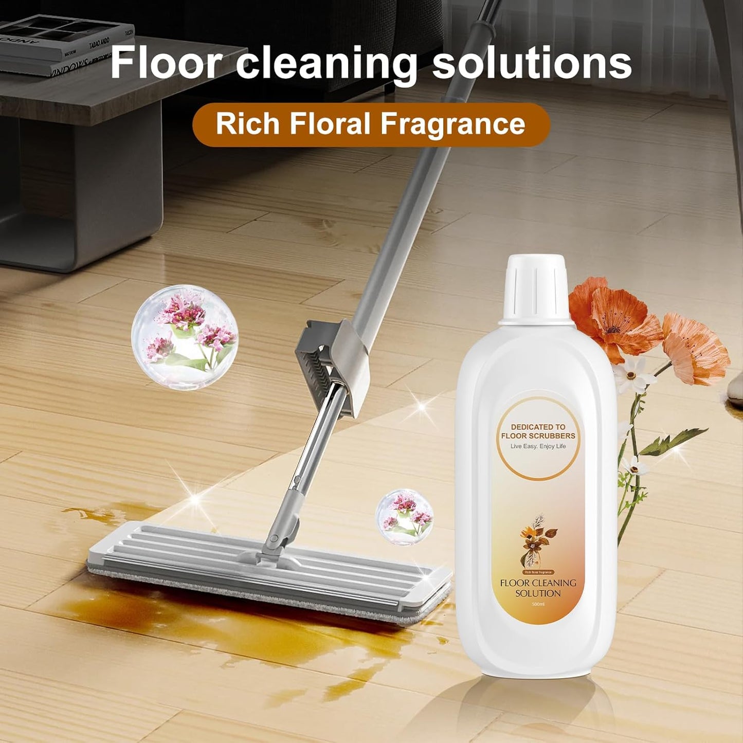 Floor Cleaning Solution Compatible With Tineco , Deep Cleans for Multiple Hard Floors, Suitable With All Robot Vacuums with Mopping and Cordless Wet/Dry Vacuum Mop Cleaner (Floral Fragrance 1 Bottle)