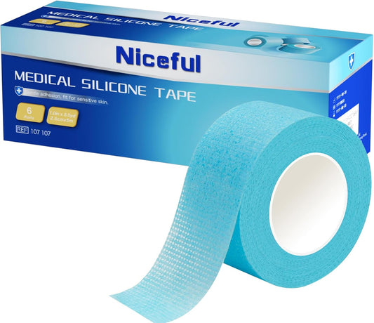 6 Rolls Silicone Medical Tape for Wound Care - 1" x 5.5 Yard Waterproof Medical Tape for Skin
