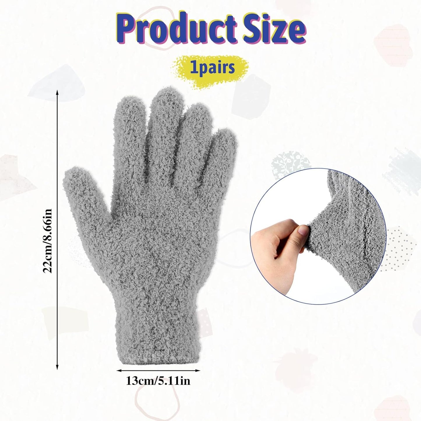 Microfiber Gloves Reusable Microfiber Dusting Gloves Washable Plant Gloves Microfiber Cleaning Gloves Plant Dusting Gloves Cloth for House Kitchen Plants Cleaning Car Blinds Lamps, Grey