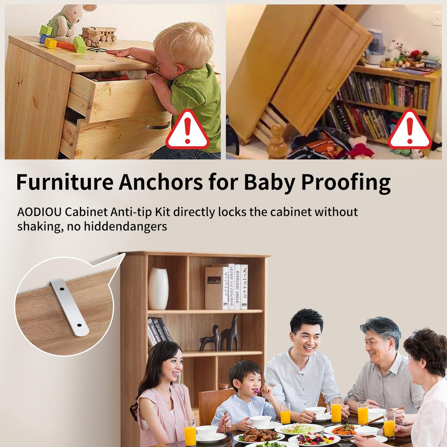 furniture anchors wall safety straps: Anti-Tip Anchor Kit Secure dresser Falling Earthquake Strap for Baby 2 Pack