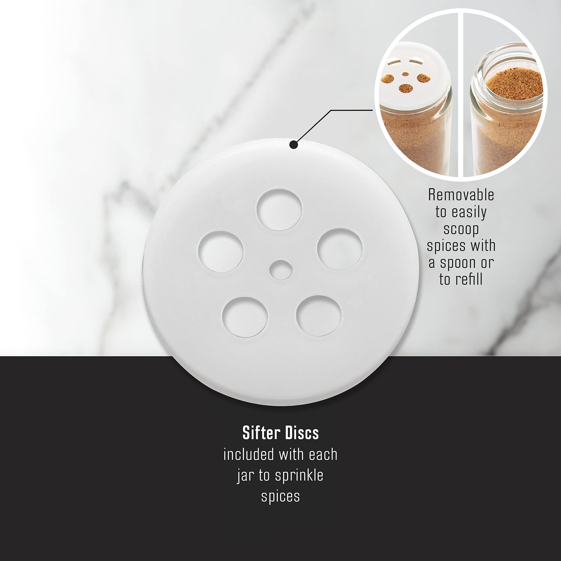 Kamenstein 16 Jar Warner Revolving Countertop Spice Rack Organizer with Lift & Pour Caps and Spices