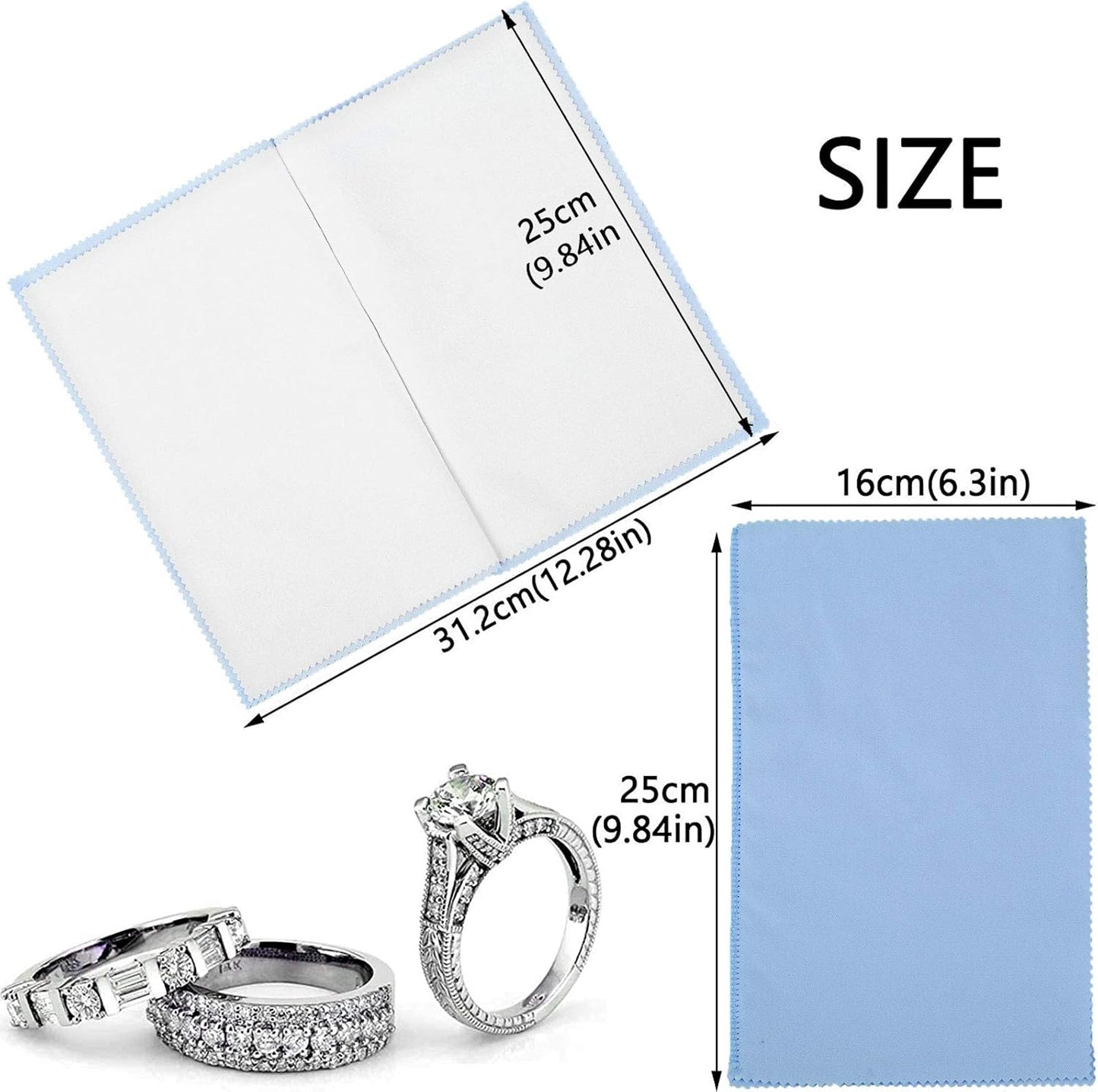 SEVENWELL Silver Polishing Cloth, Jewelry Cleaner Cloth for Sterling Silver Jewelry, Gold, Platinum, Silverware, Diamonds, Gemstones, Coins (Blue)
