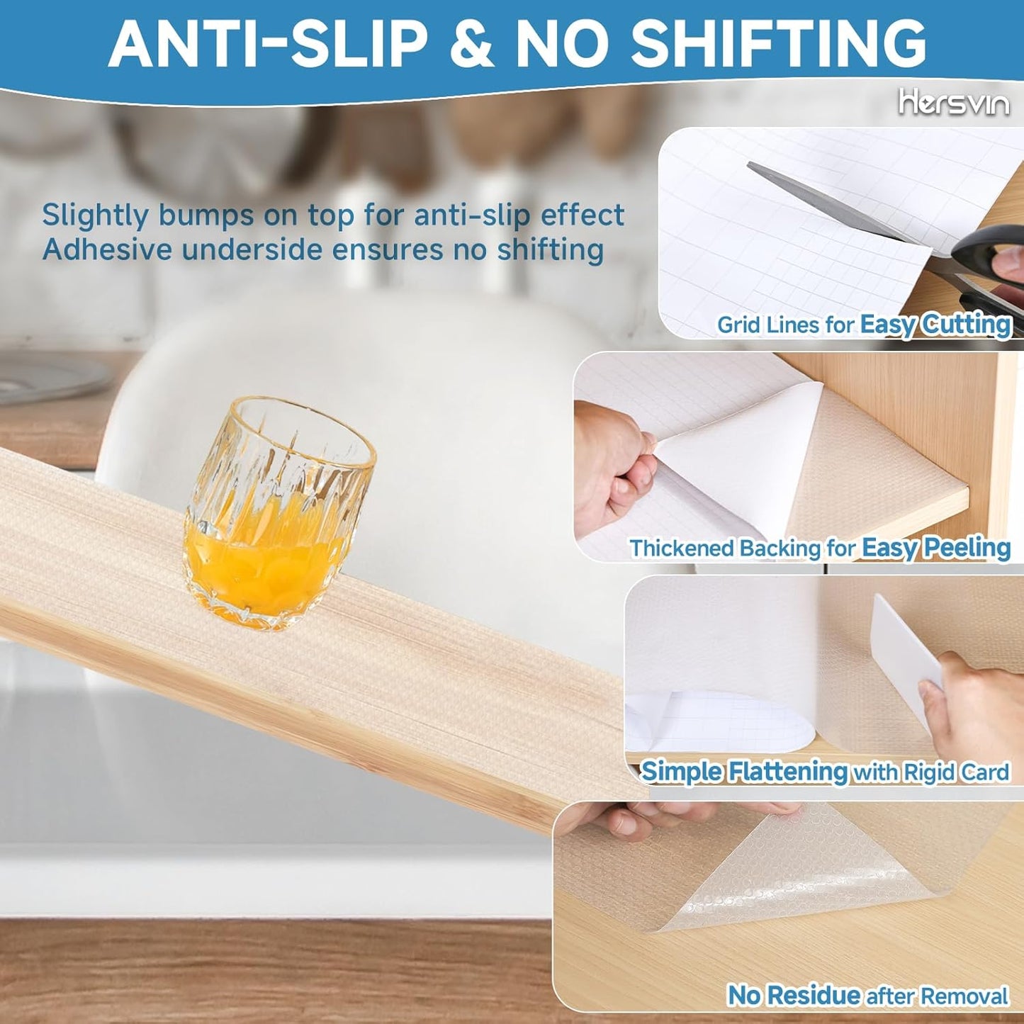 Shelf Liners 14 in x 20 ft Self-Adhesive EVA Drawer Mats, Cupboard Protector, Kitchen Cabinet Lining Fridge Liner (Clear Flat Dot, 35.6x610cm)