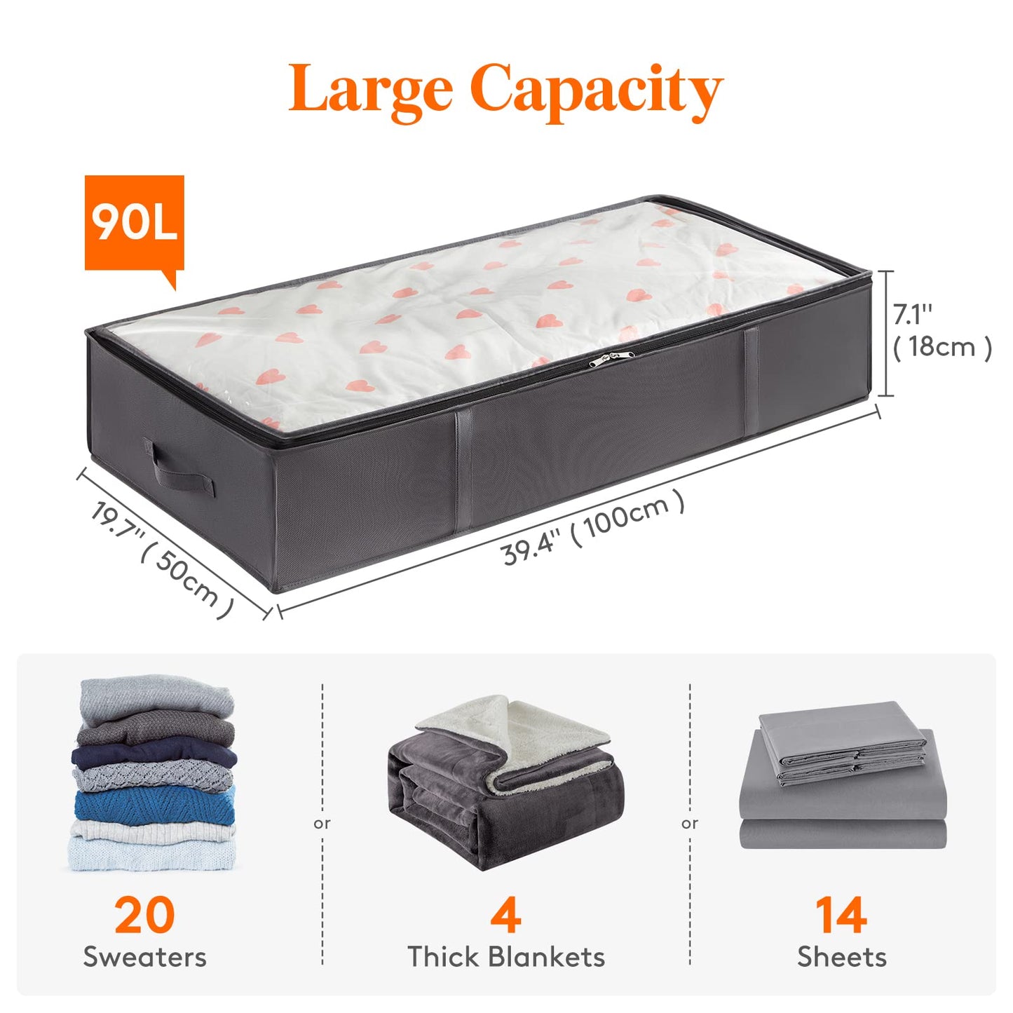Lifewit 95L 4 Pack Under Bed Storage Containers, Large Capacity Blanket Storage Bags with