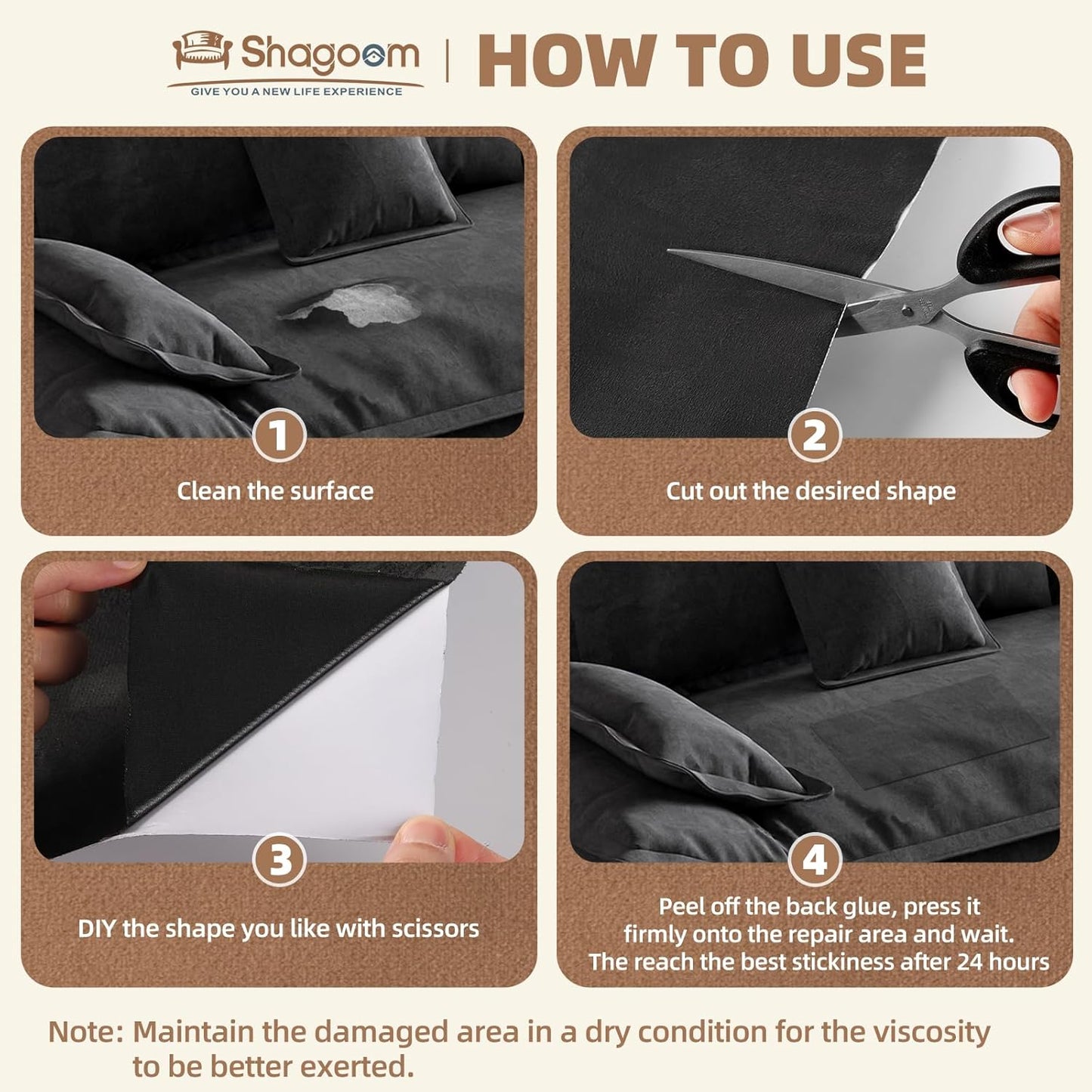 Suede Repair Patch, 17X79 Inch Fabric Large Repair Tape, Self-Adhesive Patches for Furniture, Sofa, Car Interior, Shoes, Hand Bag, Clothing (Brown, 17X79 Inch)