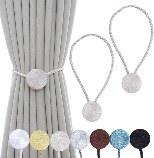 Magnetic Curtain Tiebacks - 12mm Magnetic Tie Backs for Curtains, Heavy Duty No Drill Curtain