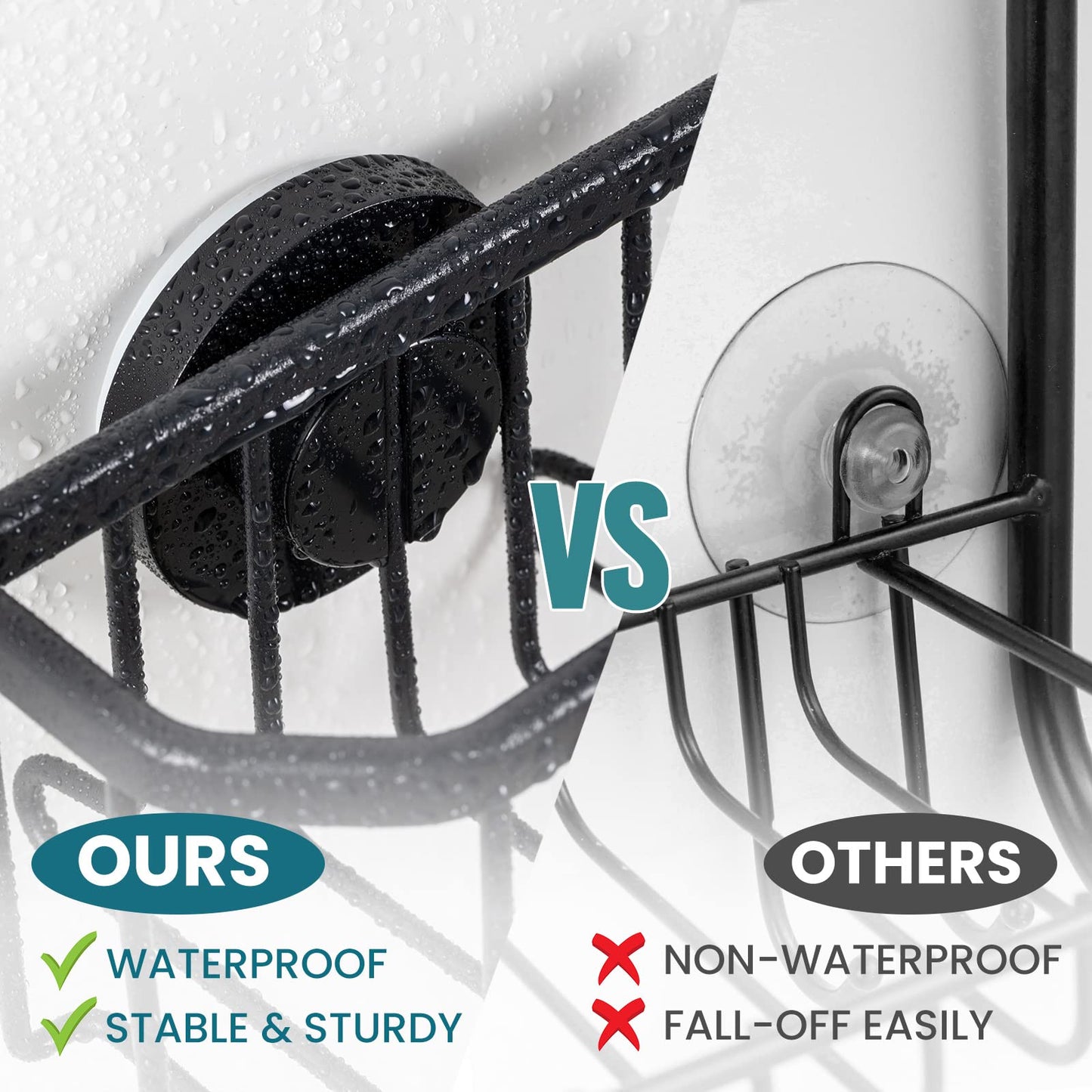 TAILI Sponge Holder for Kitchen Sink with Strong Suction Cup-Black