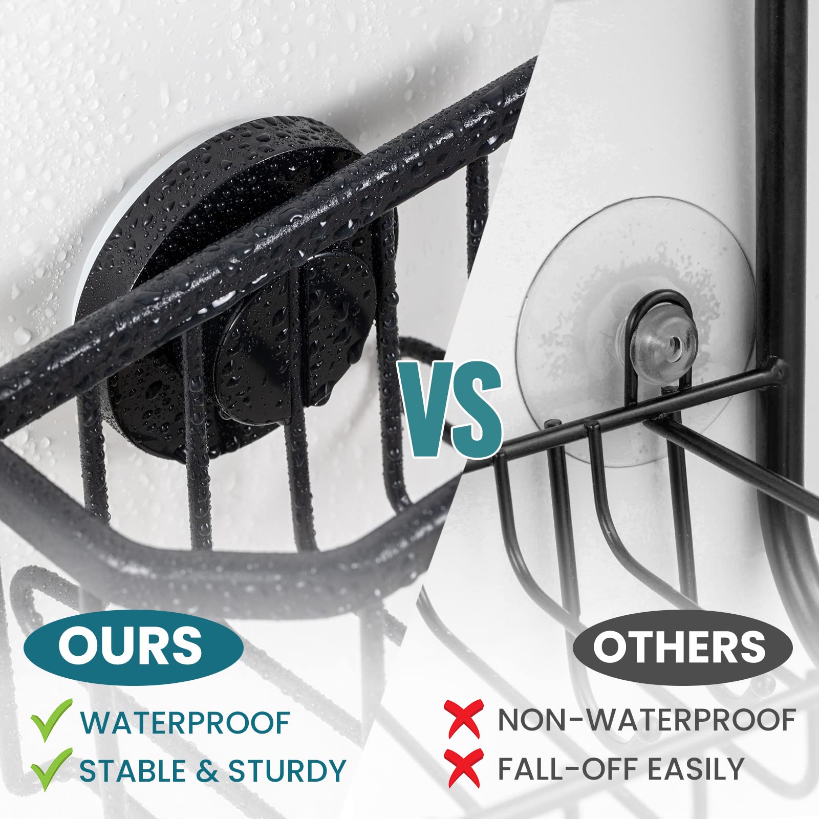 TAILI Sponge Holder for Kitchen Sink with Strong Suction Cup-Black