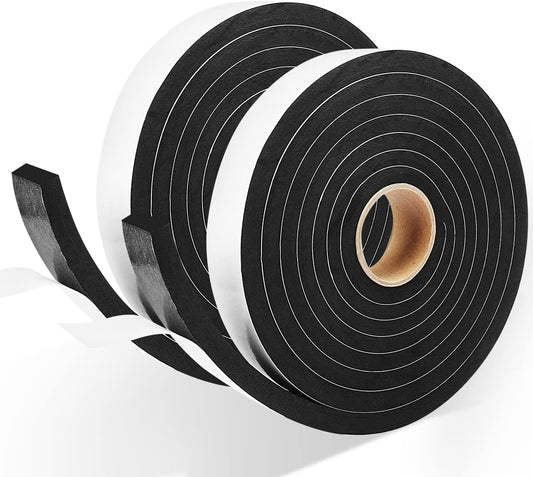2 Rolls Weather Stripping Door Seal, 1''W x 3/8'' T Foam Tape Single Sided, Adhesive Closed Cell