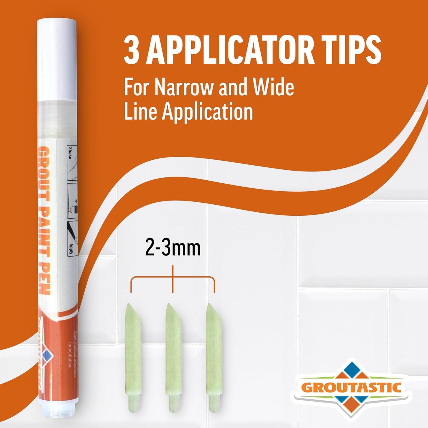 White Grout Paint Pen – Waterproof Tile Grout Colorant & Sealer Marker, Quick-Dry, 3 Adjustable Tips (2-3 mm), Ideal for Bathroom, Shower, Kitchen Tiles – Restores & Whitens Grout Lines