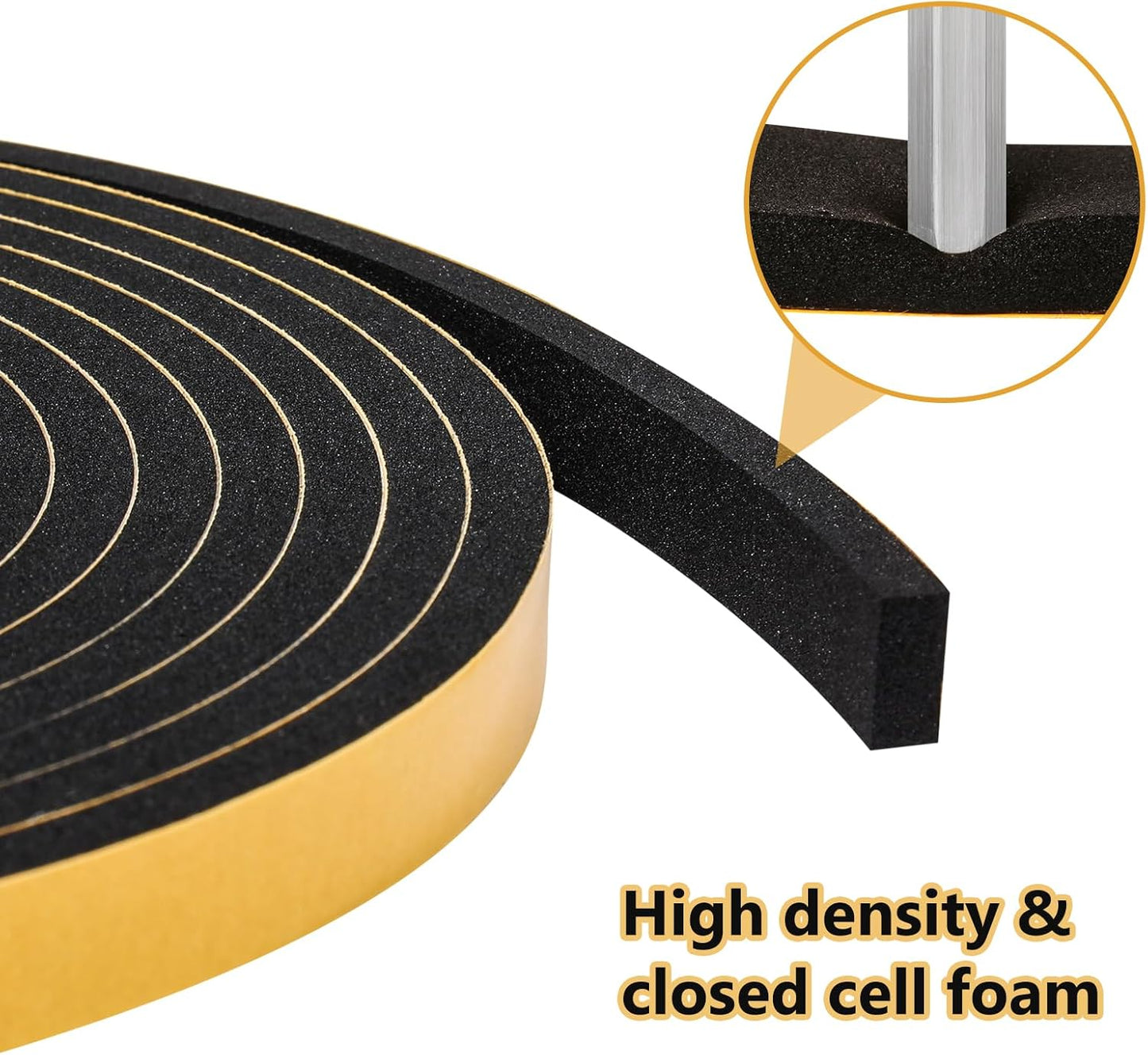 32Feet Weather Stripping Seal (2 Inch X 1/16 Inch) for Door Window, High Density Foam Tape, Soundproofing, Insulation Strip, Door Sealers for Door Frame- Black