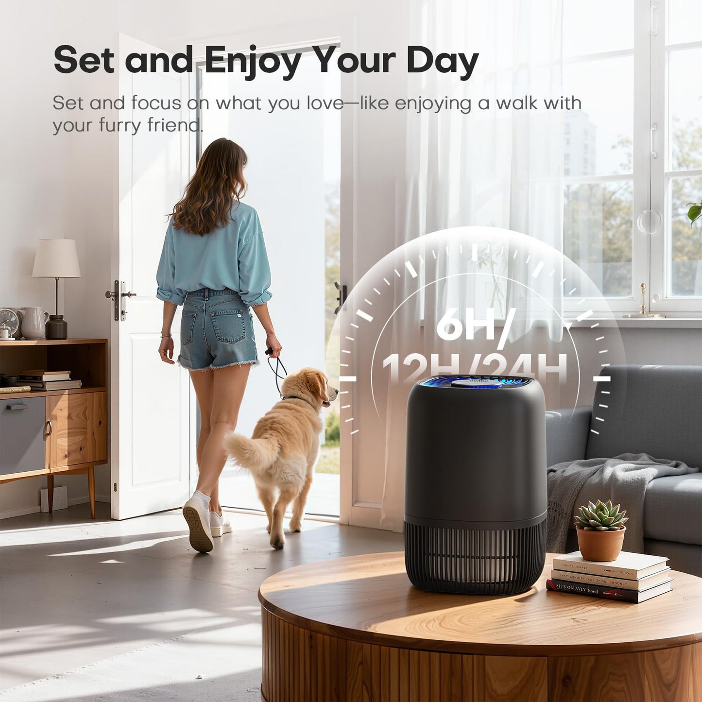 VOOPNU Air Purifiers for Bedroom, High Efficiency Filter, 1076 Ft², Black