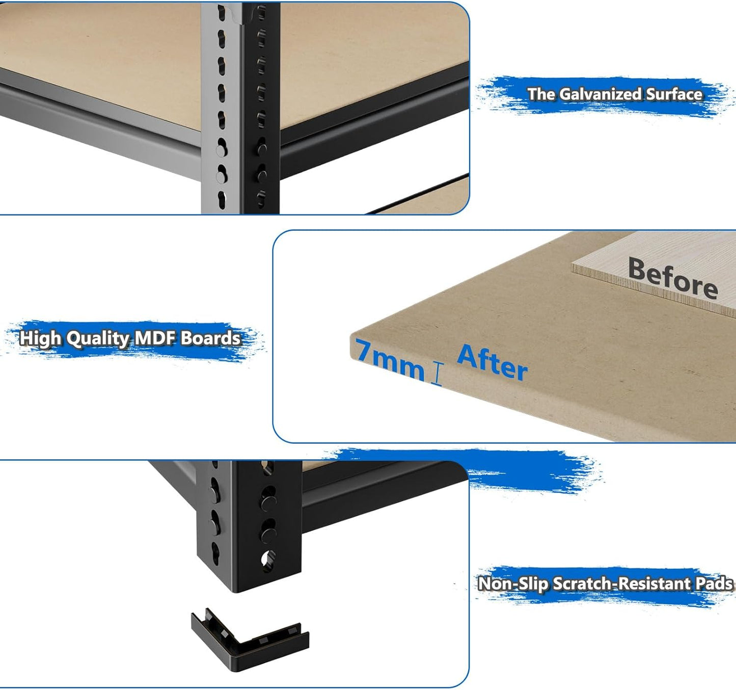 Garage Shelving, 4 PCS Storage Shelves Heavy Duty 2000 LBS Capacity, 5 Tier Adjustable Metal Organizer Wire Rack, 36" L x 18" W x 72" H Utility Shelf Unit for Kitchen Pantry